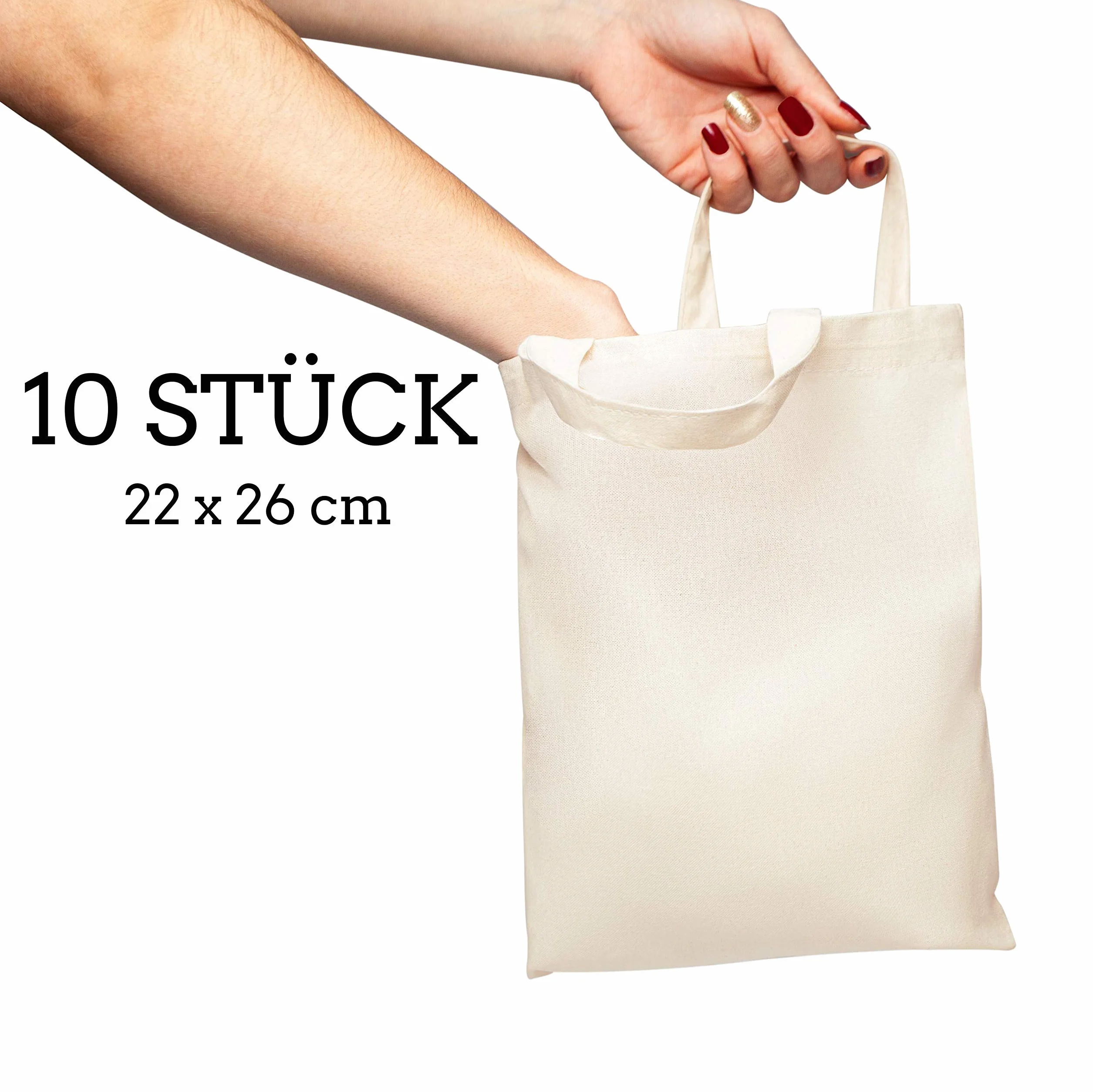 ELES VIDA 10-częściowa bawełniana torba 22 x 26 cm mała juta - naturalna torba do apteki, torebka, torebka, prezent, torba z tkaniny z certyfikatem ÖKO-TEX, na leki do malowania i drukowania