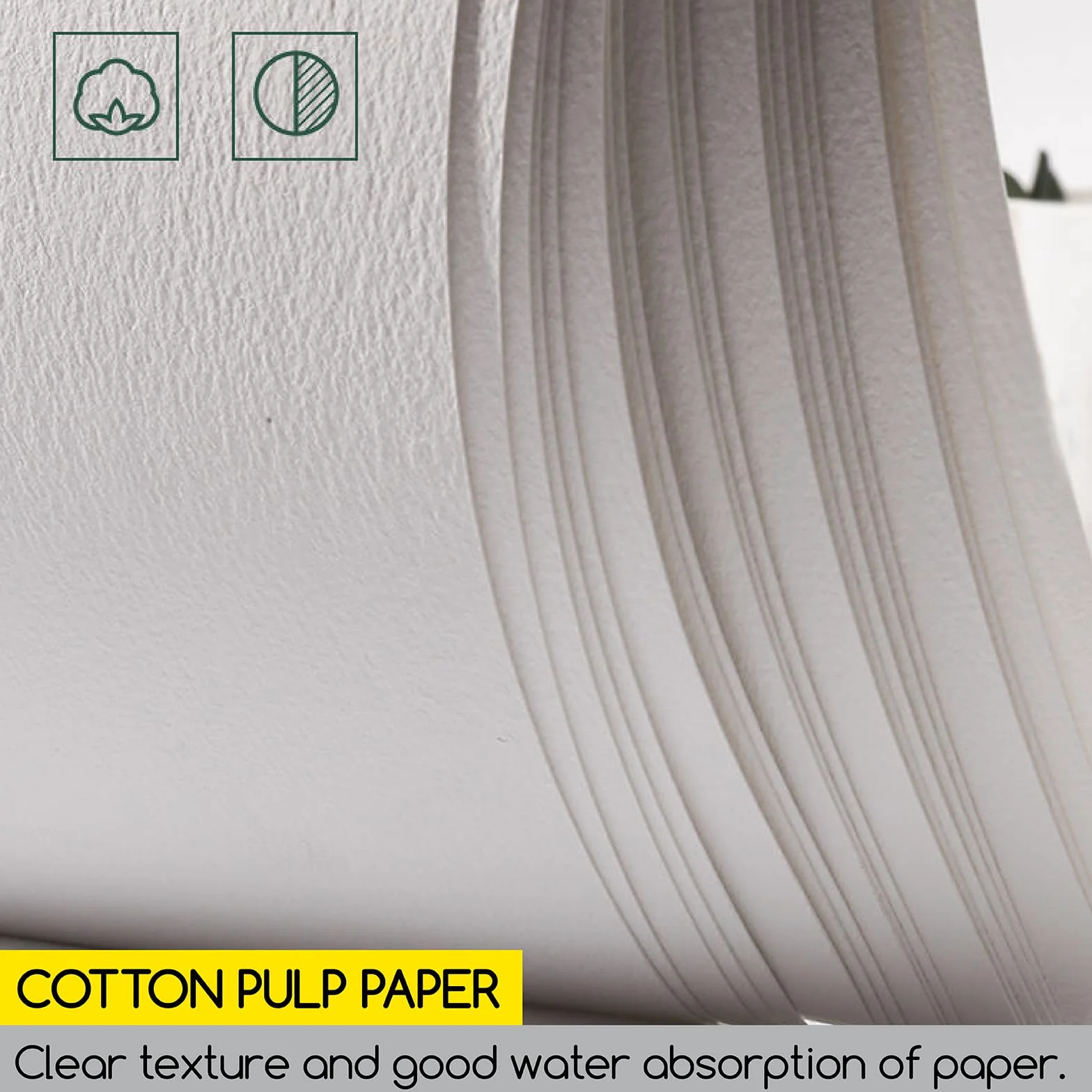 MEEDEN Bawełniany papier akwarelowy 25 x 18 cm, teksturowana powierzchnia, prasa na zimno, 63,5 kg/300 g/m², 20 arkuszy do malowania i rysowania, na mokro, różne media