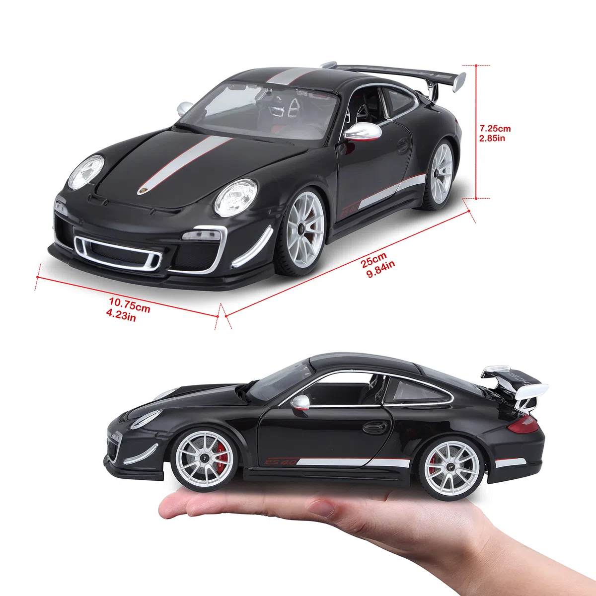 Bburago 2043130 11036W - model samochodu 1:18. Porsche Gts Rs 4.0, pojazdy (posortowane kolorystycznie)
