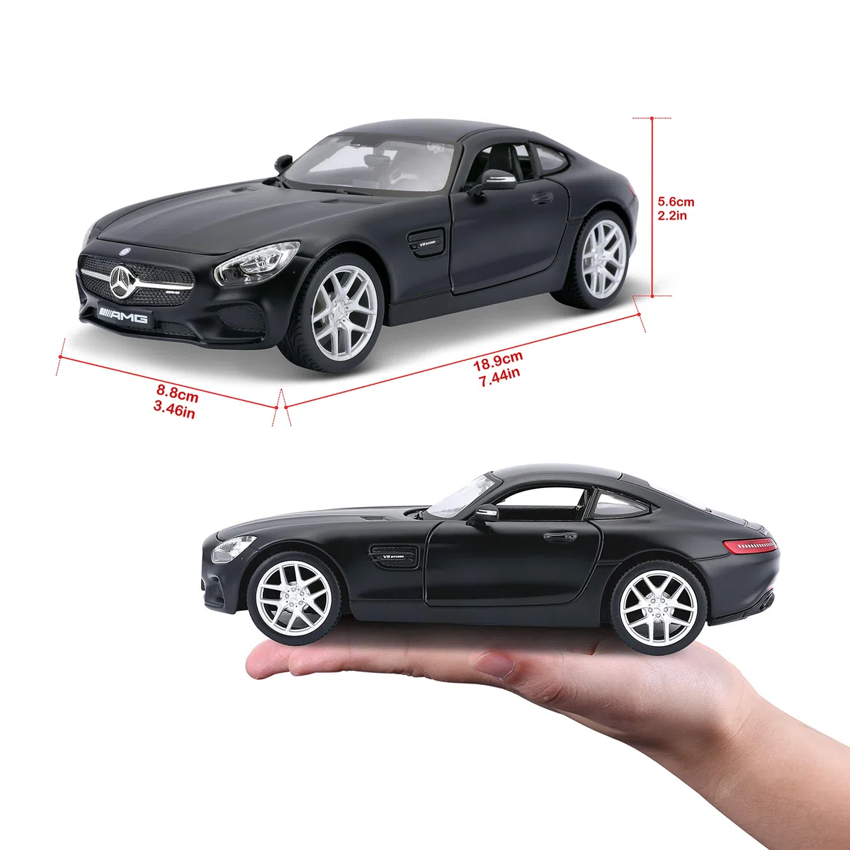 Tobar M31134B 1:24 matowy czarny Mercedes-Benz AMG GT, różne wzory i kolory
