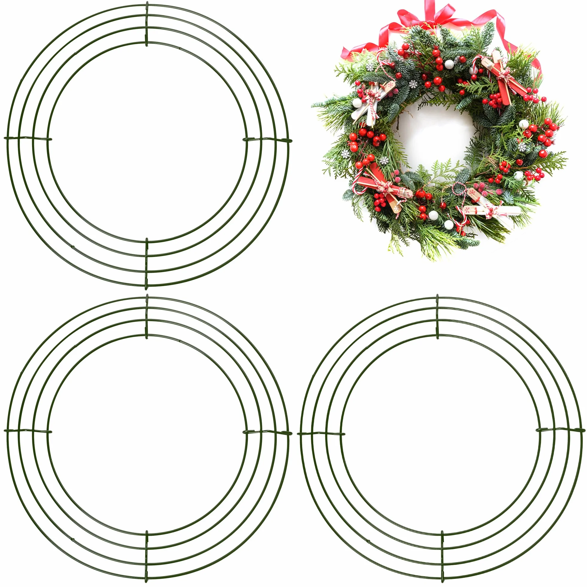 3-pak świątecznych obręczy do wieńców z drutu, 8 cali (20 cm) metalowa rama wieńca, podstawa wieńca rzemieślniczego, materiały do produkcji wieńców na Święto Dziękczynienia i Halloween, wesela, Boże