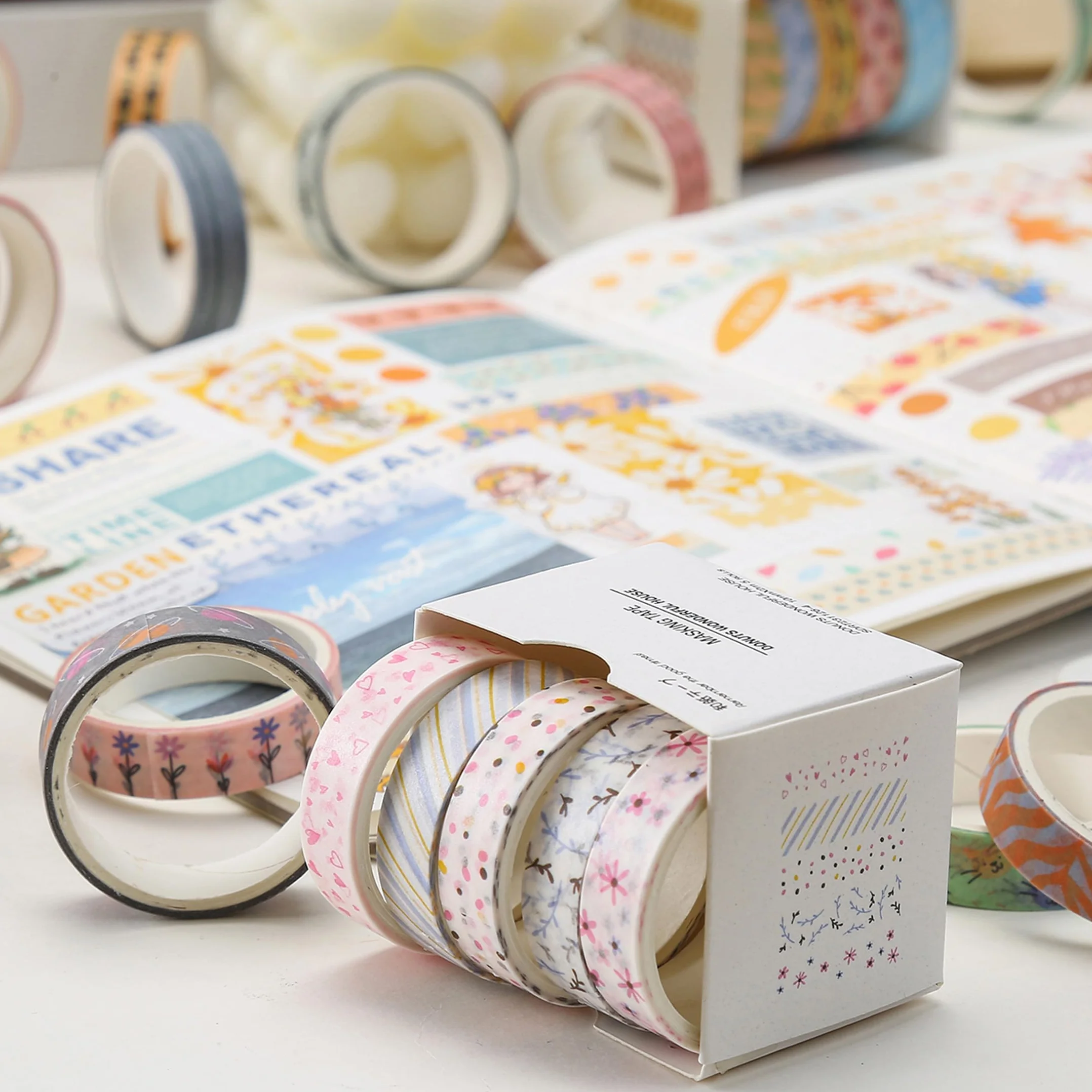 Zestaw 30 rolek taśm Washi, kreatywnych, cienkich, dekoracyjnych taśm do sztuki, rzemiosła DIY, bullet journals, planera, scrapbookingu, opakowania (kawaii One)