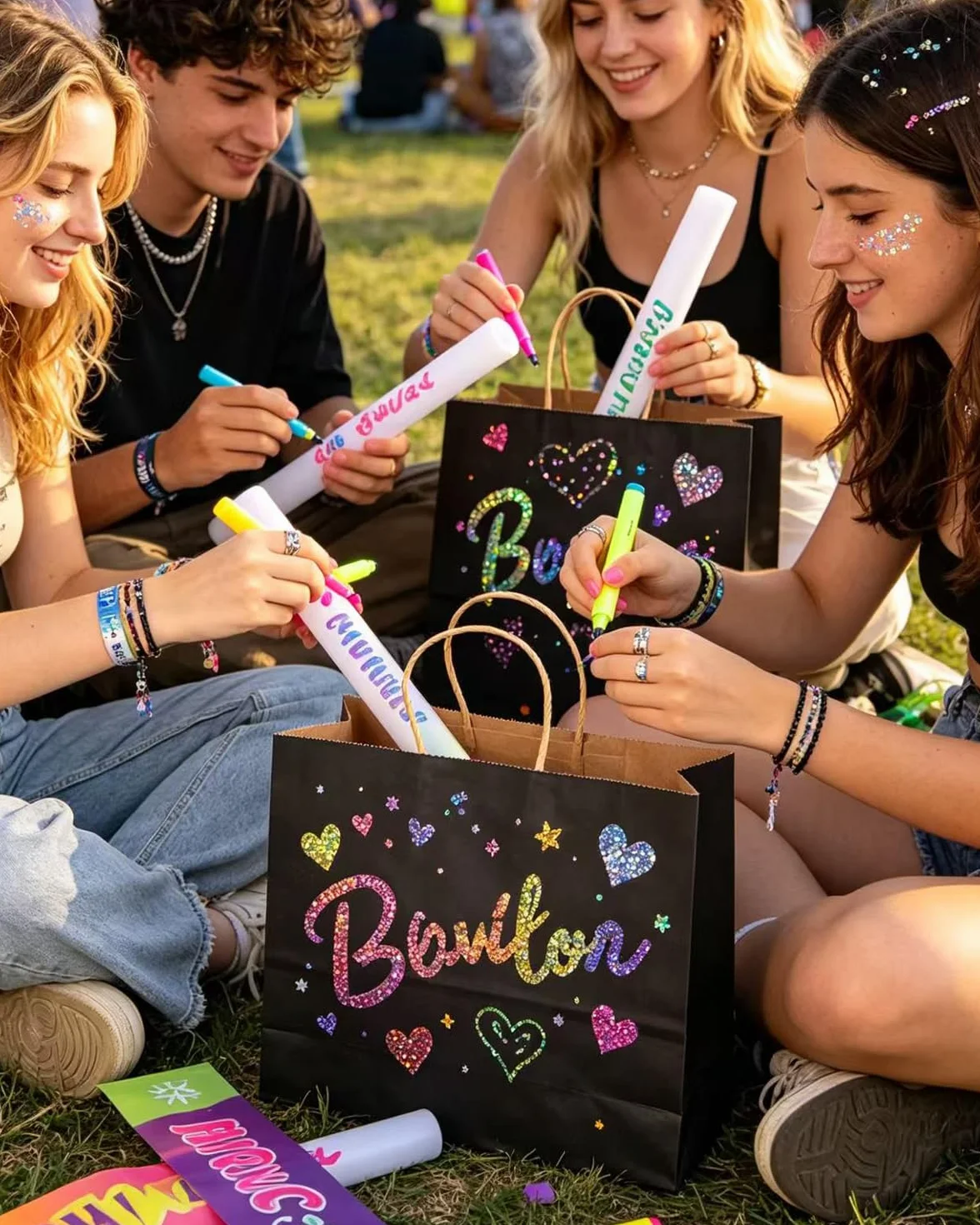 Gcardist 100 sztuk czarnych torebek prezentowych z papieru z uchwytami – 12,6" x 4,3" x 10" – torby szerokie torebki prezentowe na imprezy do różnorodnych zastosowań