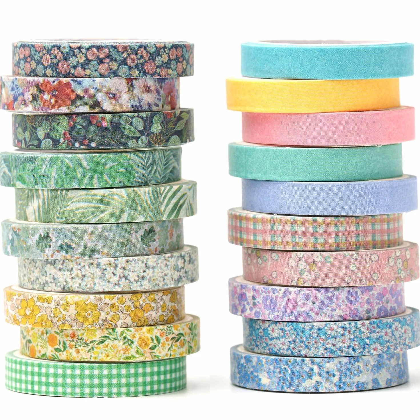 Zestaw 20 cienkich taśm Washi, taśma maskująca, wzór antyczny, dekoracyjna taśma klejąca, kolorowa do rękodzieła, bullet journals, planerów, scrapbookingu, pakowania