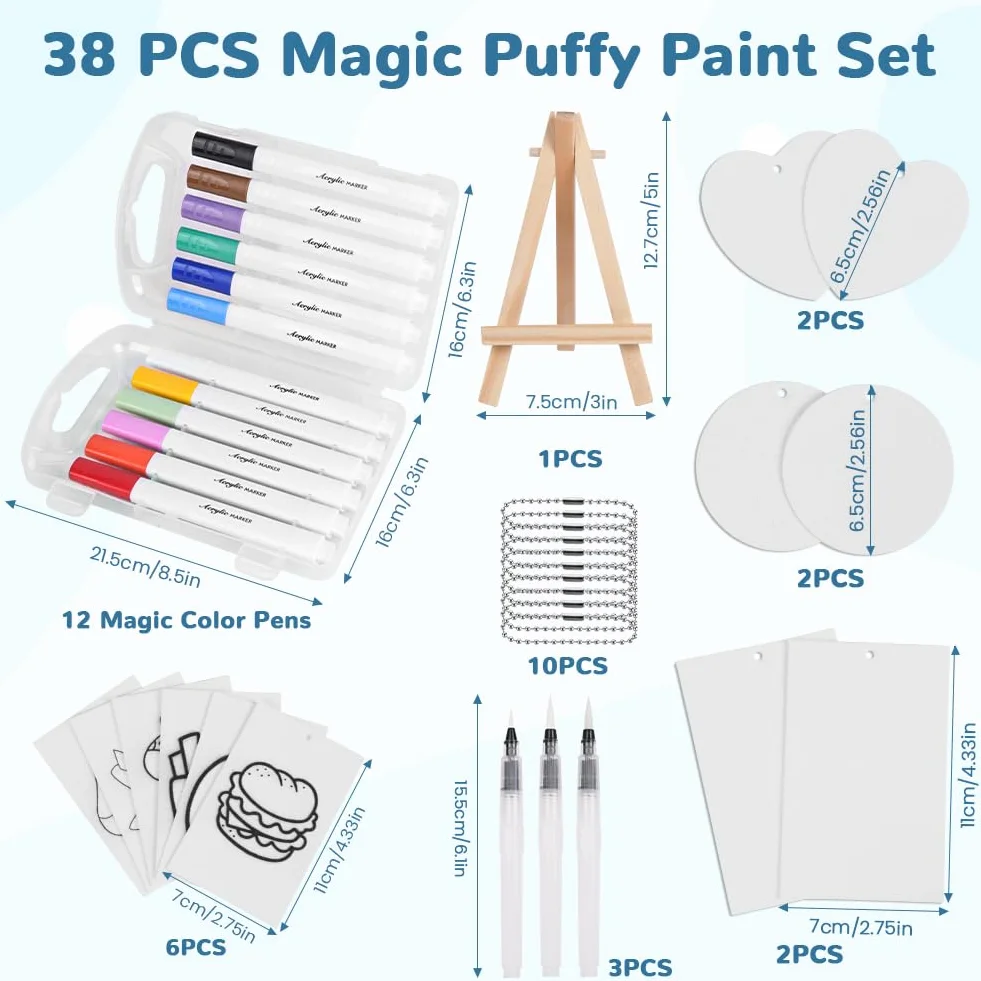 AOOTE Zestaw do malowania Magic Puffy,24 sztuki papieru z teksturą magicznej pianki, 3D rysunek magiczna gąbka, pianka teksturowana pusty papier do sztuki, rzemiosła, projektów szkolnych, kolorowanki
