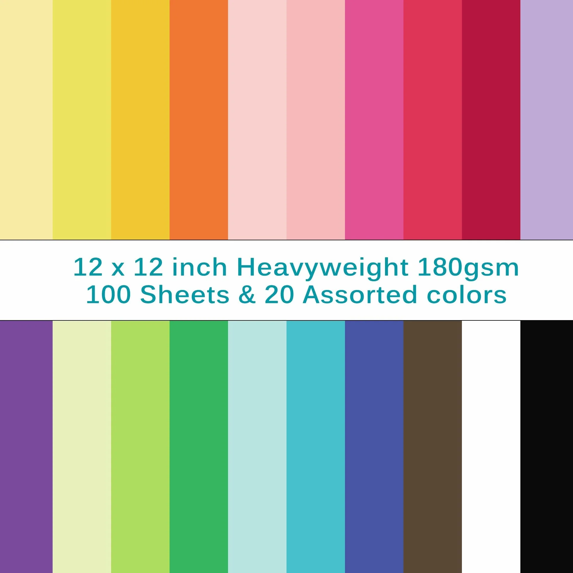 Kolorowy karton - 30 x 30 cm / 100 arkuszy / 20 kolorów papieru 29,5 kg 180 g UAP10