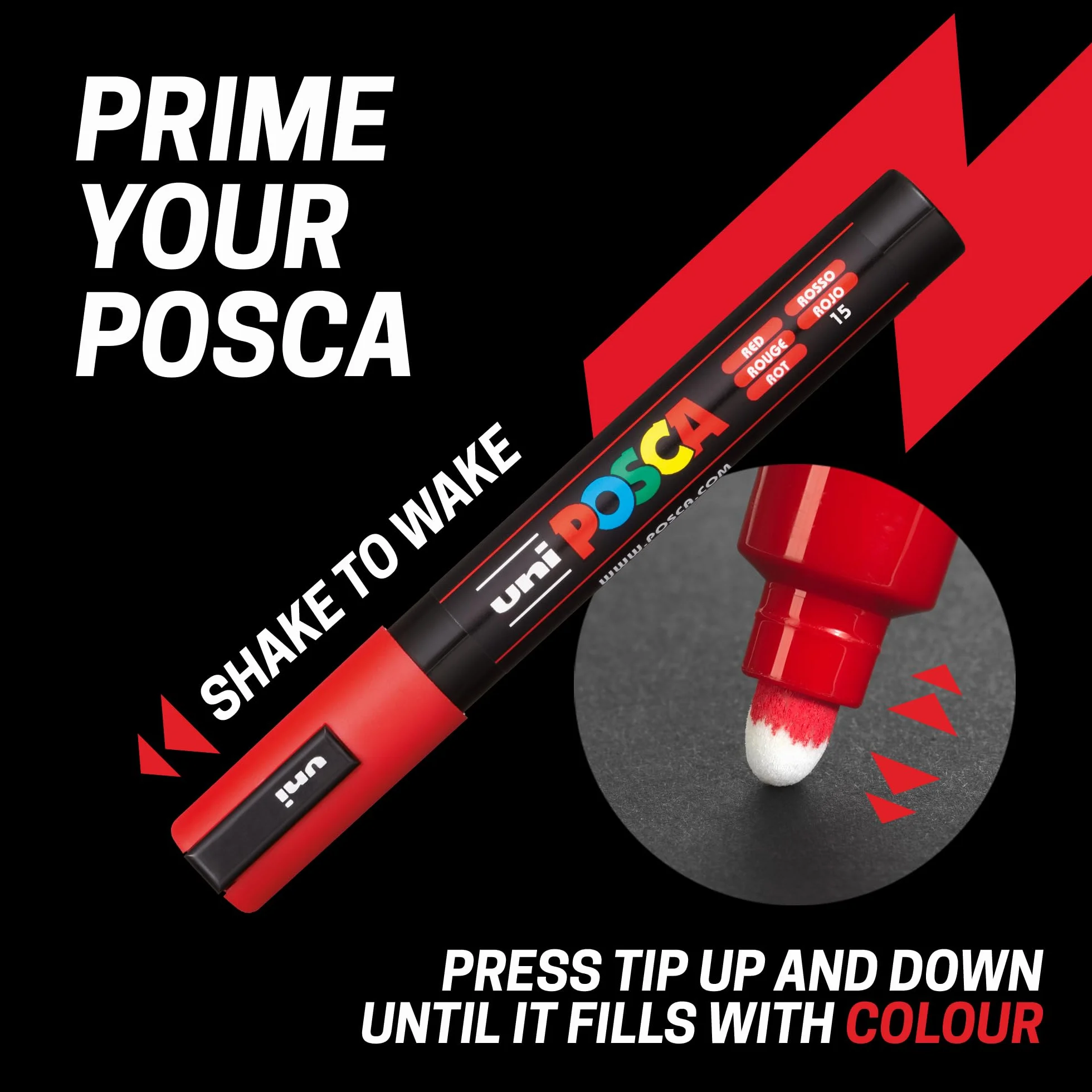 POSCA PC-1MR Permanentne markery malarskie. Ultra cienka końcówka do sztuki i rzemiosła. Zastosowanie na wielu powierzchniach na drewnie, metalu, papierze, płótnie, kartonie, tkaninie szklanej,