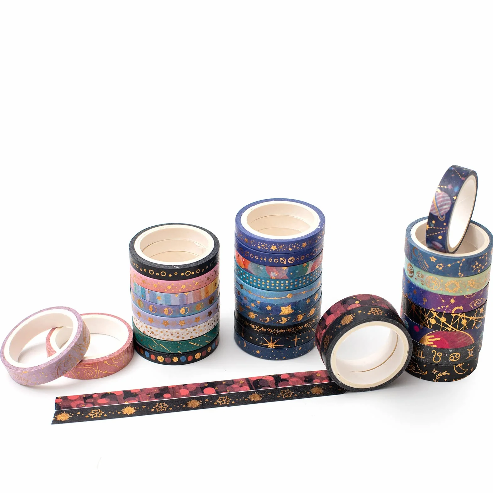 Taśmy washi, gwieździste niebo, taśma maskująca, złota folia dekoracyjna, kolorowa taśma klejąca, do majsterkowania, pamiętnika, strugania, albumu z wycinkami, pakowania, 30 rolek