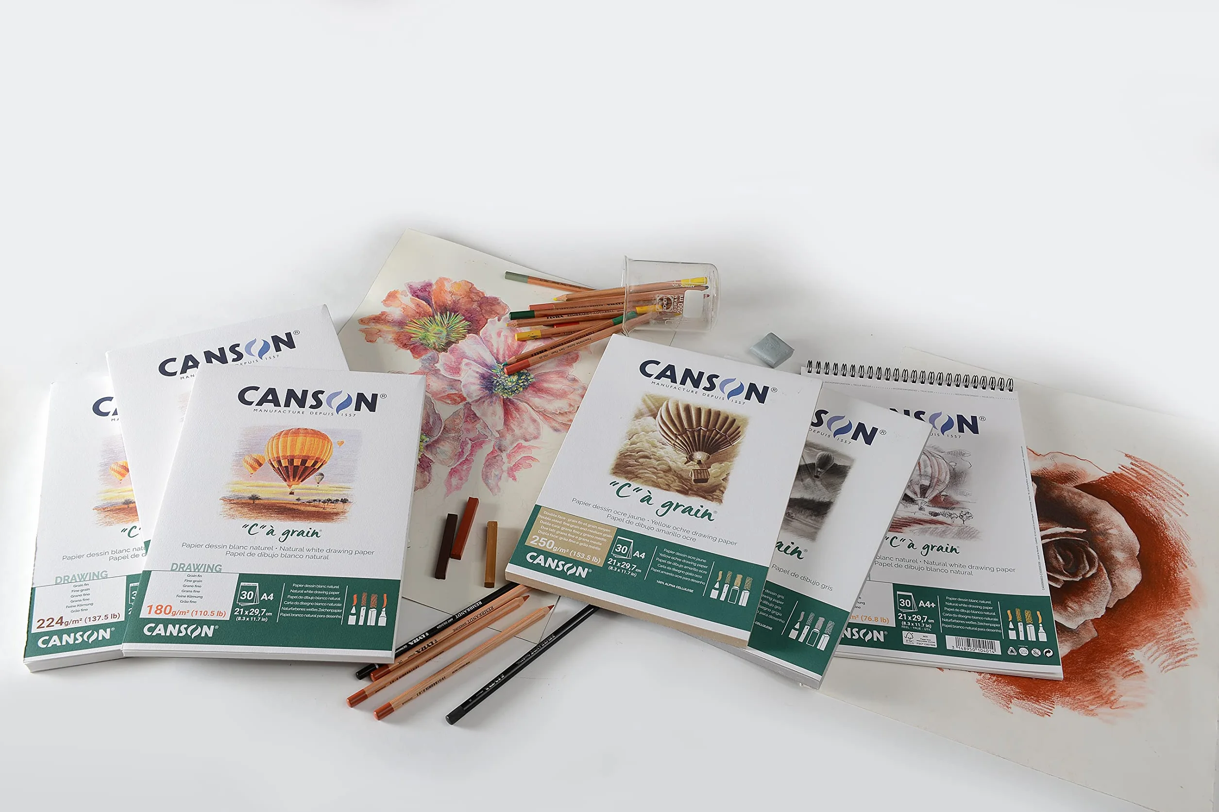 Canson C à grain blok do rysunku klejony, A3, 30 arkuszy, 224 g/m², lekko ziarnisty