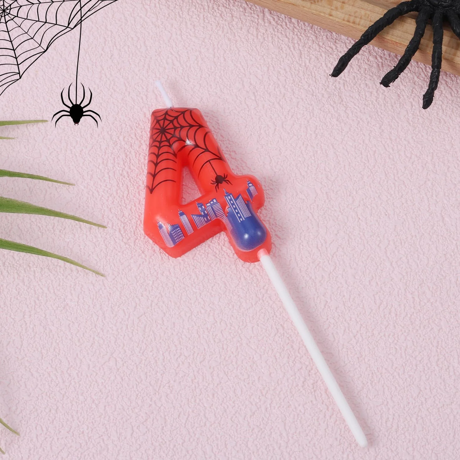 Swieca Urodzinowa Spider Number, Woskowa Swieca Numerowa Spider Web Dekoracja Tort na Przyjecie Urodzinowe Artykuly na Impreze Tematyczna (4)