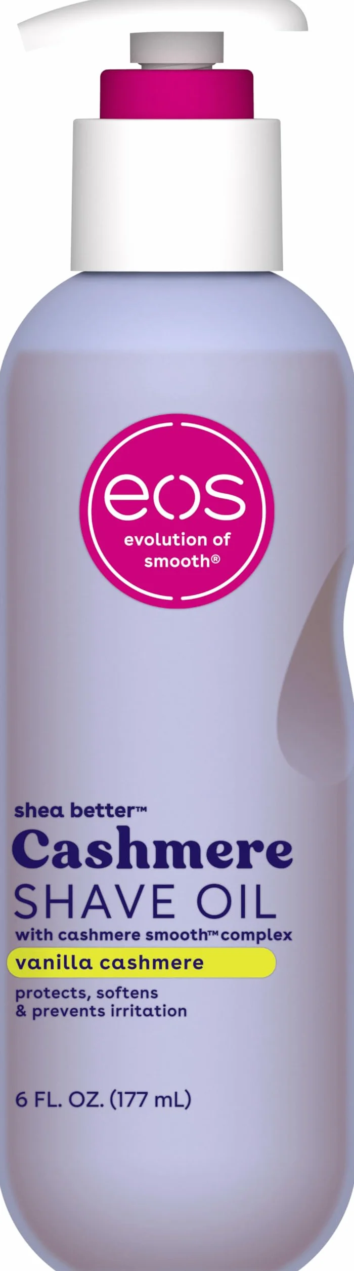 Kolekcja skóry kaszmirowej eos Shave Oil Vanilla Cashmere Scented, całe bikini w okolicy zatwierdzone, 6 fl oz