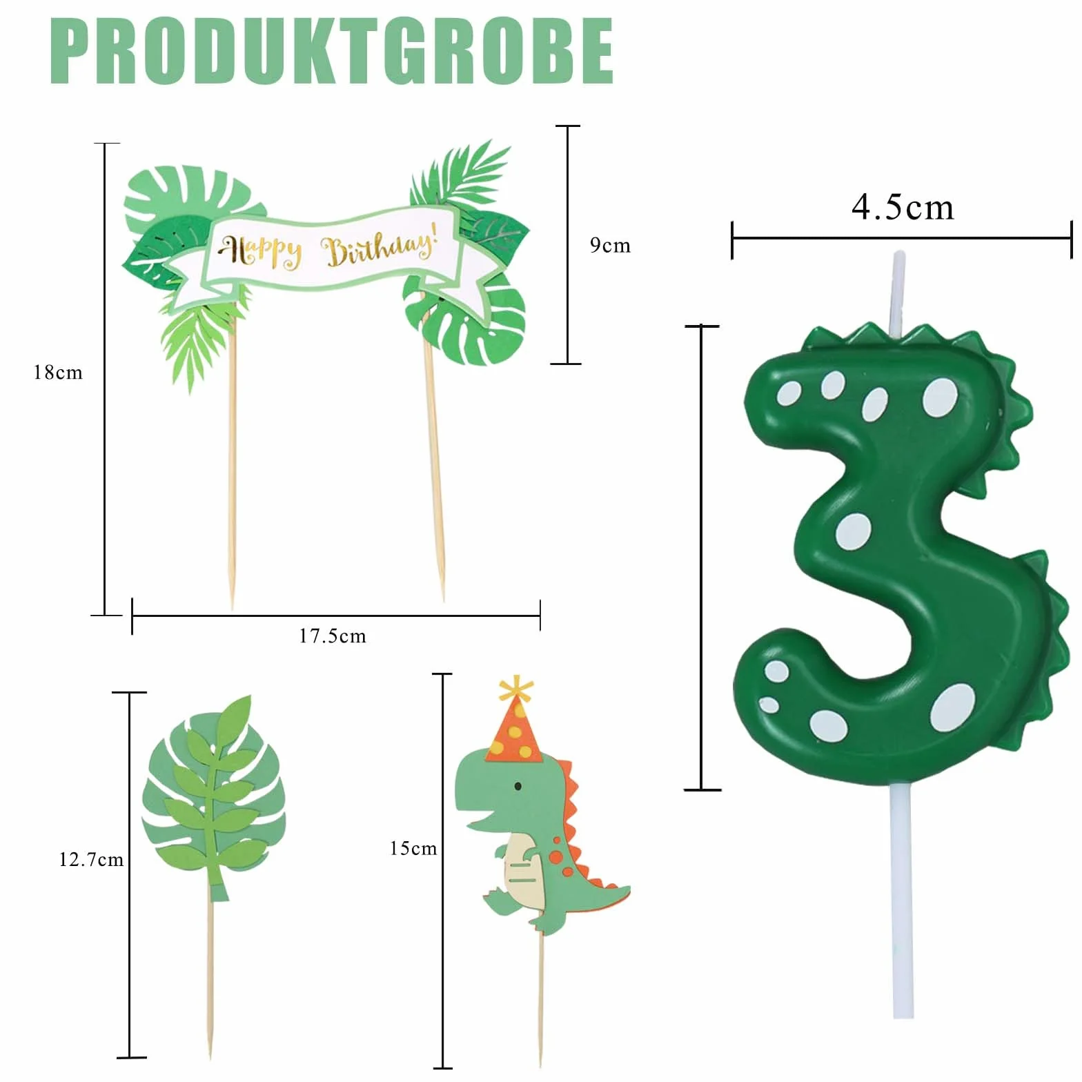 Świece urodzinowe z cyfrą 3, świeca dinozaura 3 na urodziny z dekoracją tortu, świeca 3, zielone świece z cyframi, Dino Happy Birthday Cake Topper, Dino dekoracja urodzinowa 3 lata, impreza dla