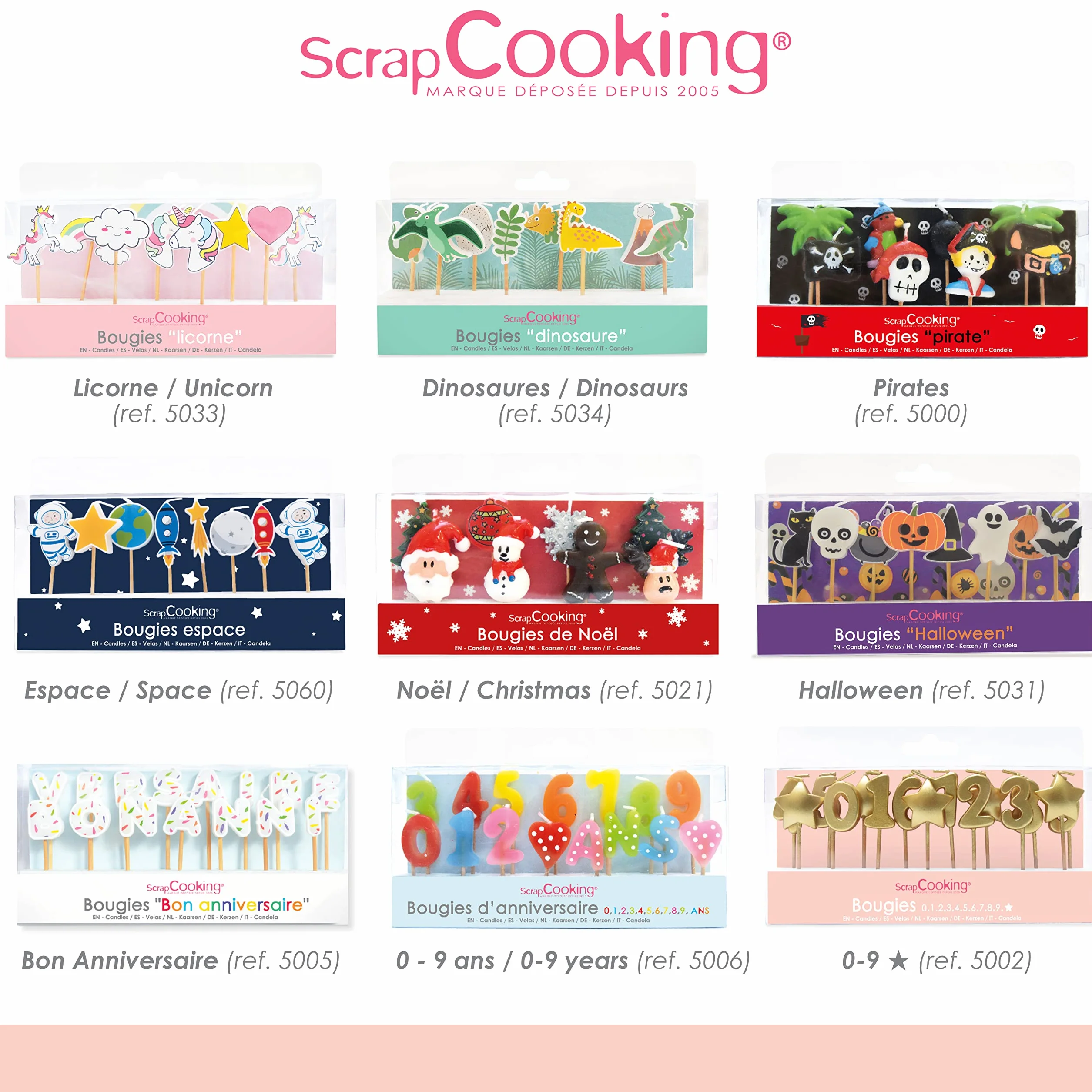 ScrapCooking - Zestaw złotych świec 1, 2, 3, Dekoracja drewna Parafina Ciasto - Akcesoria urodzinowe na przyjęcie ciasto - 5002