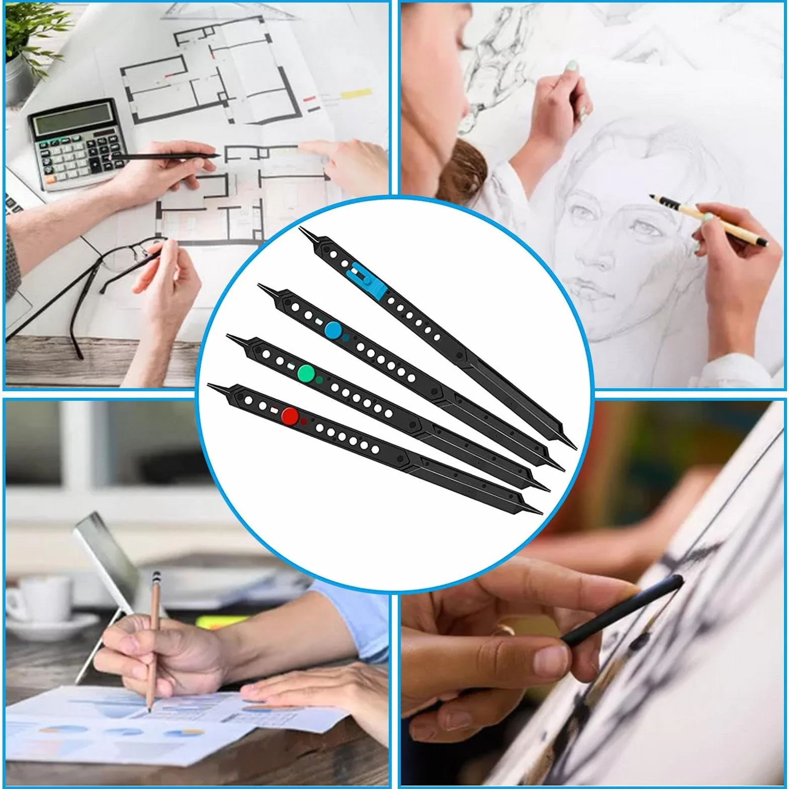 Proportional Divider Artist Drawing Tool, 10 Inch Adjustable Viewfinder Drawing Supplies for Artists, Drafting Tool for Architects, Students, Painters