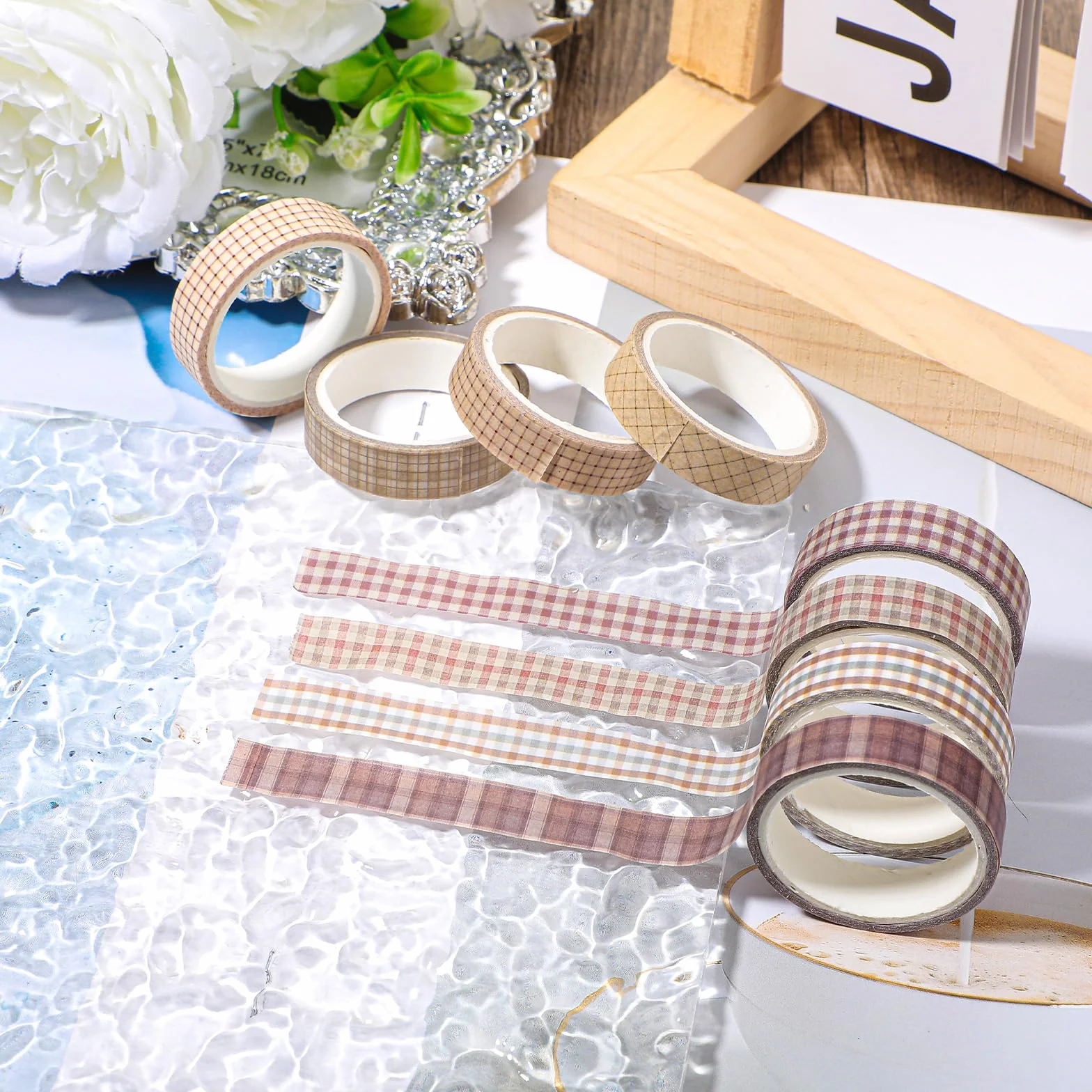 Taśmy samoprzylepne Sakura Washi, 8 rolek kwiatów, urocze, vintage, zestaw cienkich taśm maskujących retro, dekoracyjne taśmy maskujące do dzienników, scrapbookingu, rękodzieła, planerów