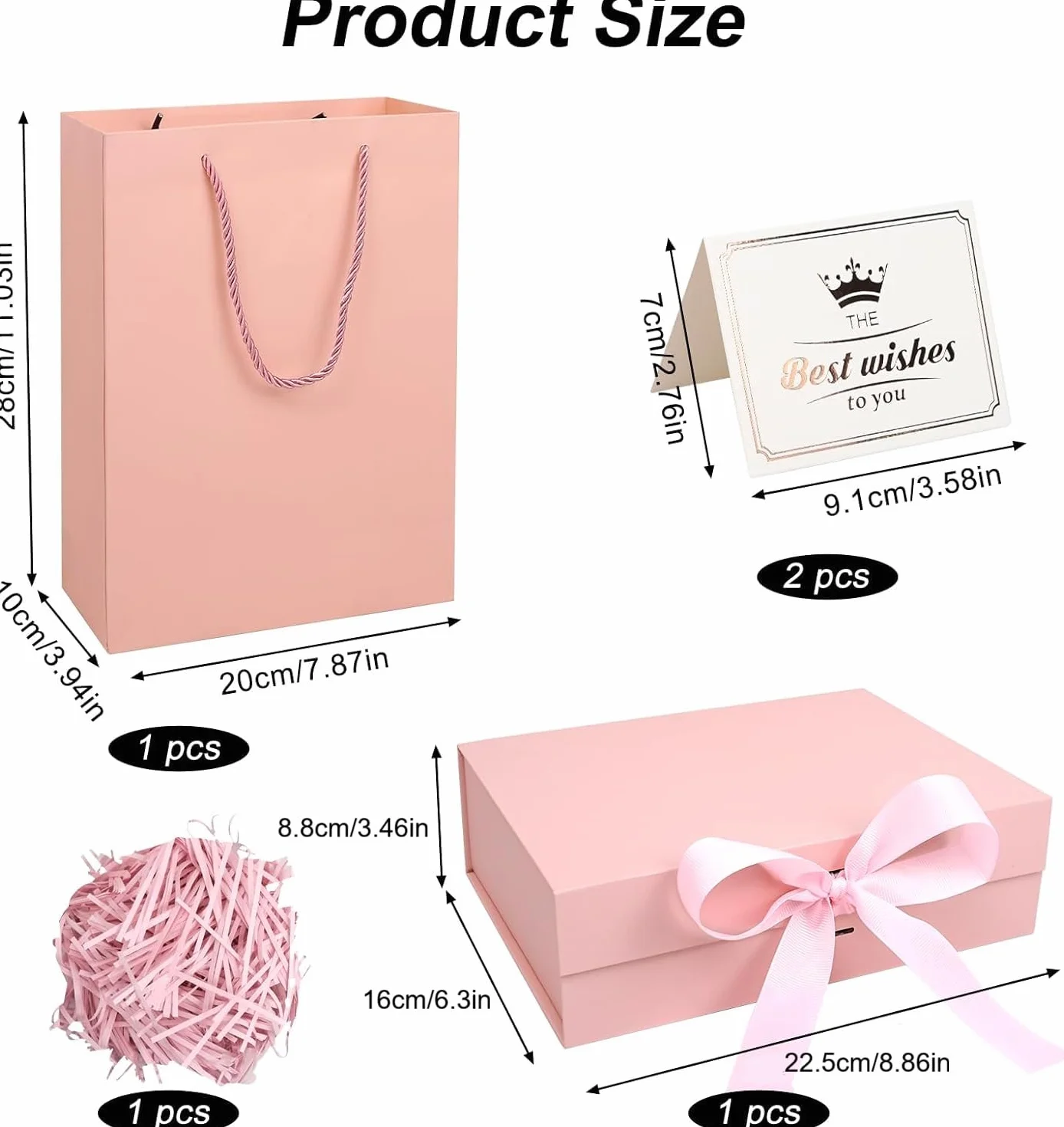 Realjoy Pudełko na prezenty z pokrywką, pudełko prezentowe 23 x 17 x 7 cm, pudełka na prezenty z kokardką, kartka z życzeniami i rafią, pudełko na prezenty urodzinowe, wesela, walentynki, Boże