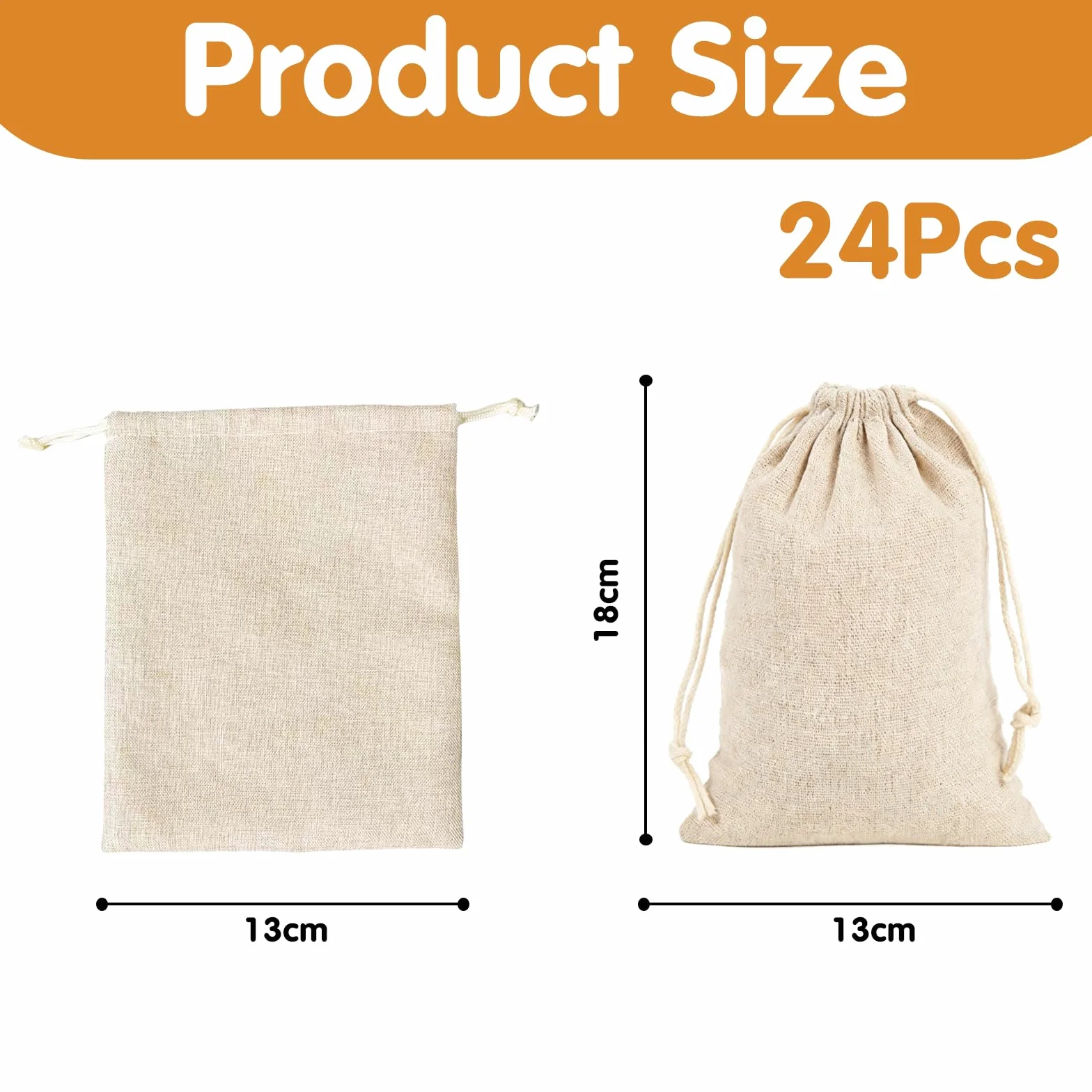 24 Sztuki Bawełniane Woreczki 18x13cm ze Szpagatem, Lniane Worki do Napełniania i DIY Kalendarz Adwentowy, Wielorazowe na Biżuterię, Prezenty lub Kawę na Przyjęcia, Boże Narodzenie