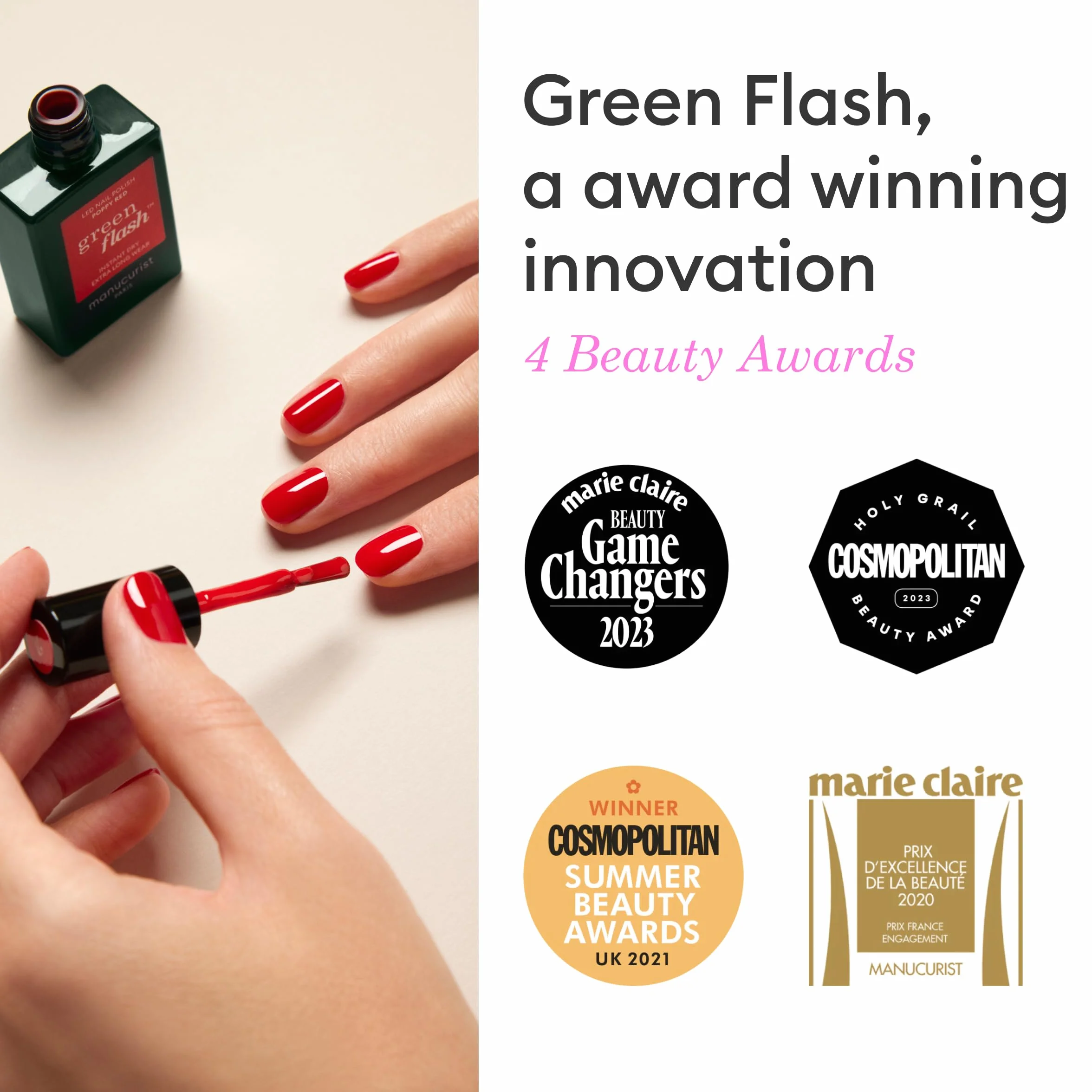 Manucurist Coat Base Green Flash - Półtrwała podstawa lakieru - 12-wolna - 84% składników biopochwowych - Wyprodukowano we Francji - Butelka 15 ml