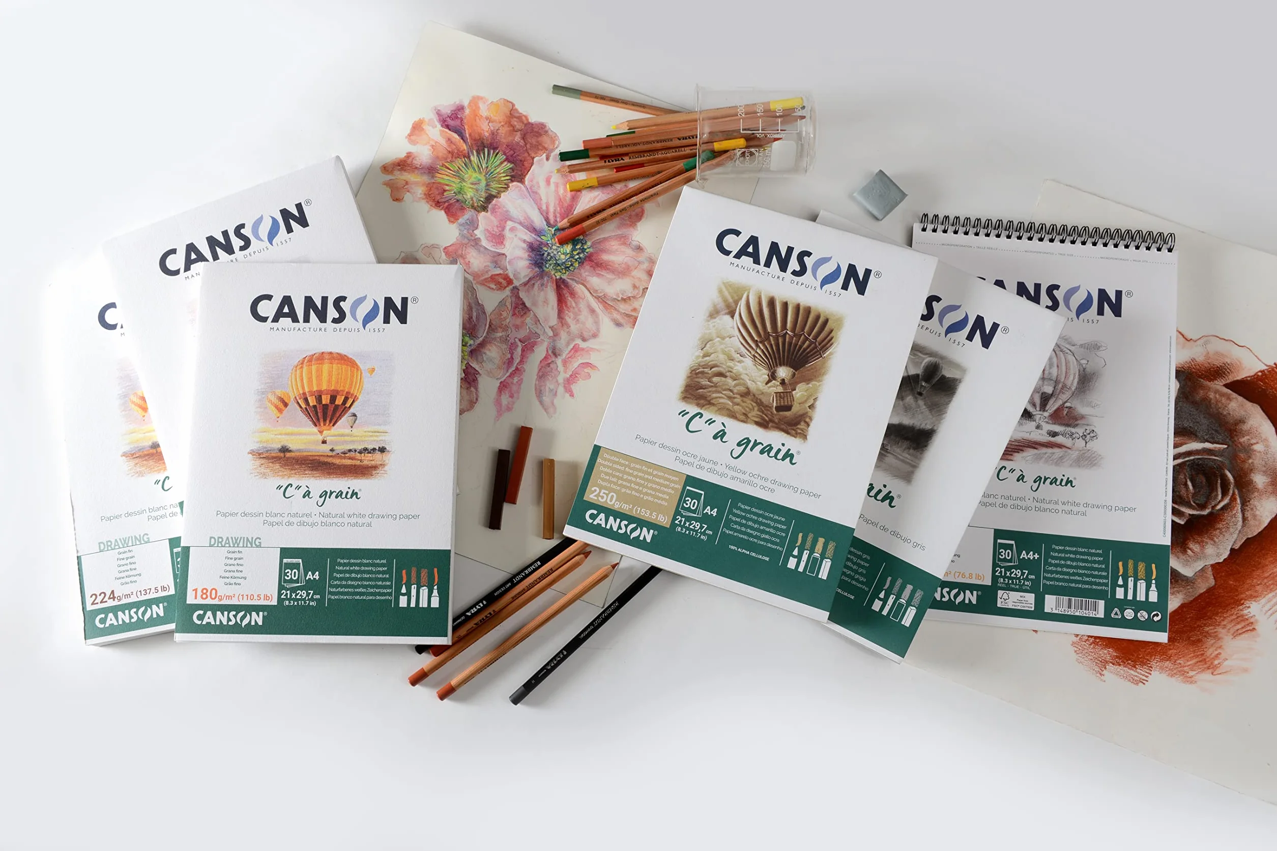 Canson C à grain blok do rysunku klejony, A3, 30 arkuszy, 224 g/m², lekko ziarnisty