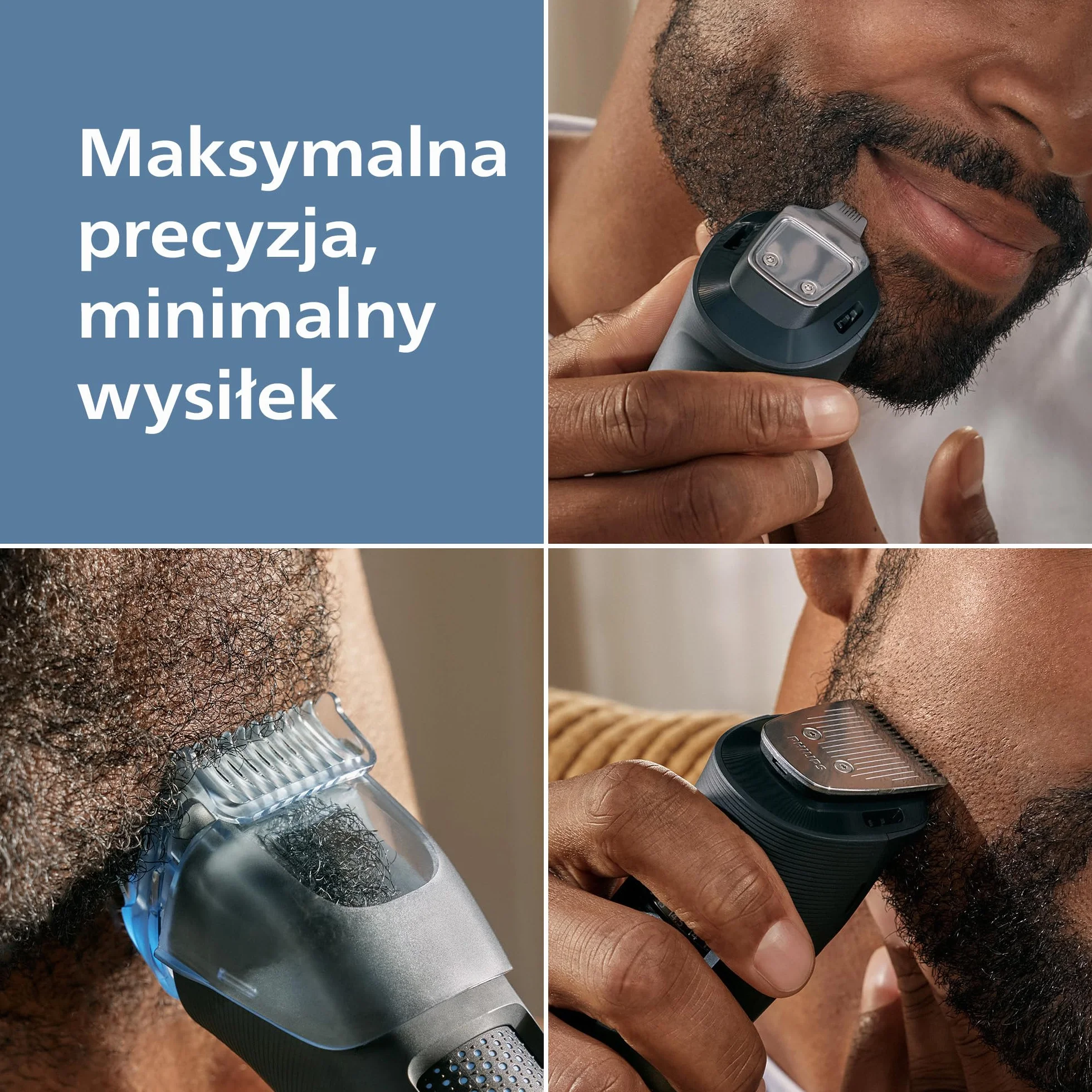 Trymer do brody Philips z serii 5000 – samoostrzące się metalowe ostrza, 40 ustawień długości, technologia BeardSense, zbiornik na włosy, 100% wodoodporności, etui podróżne, model BT5765/15