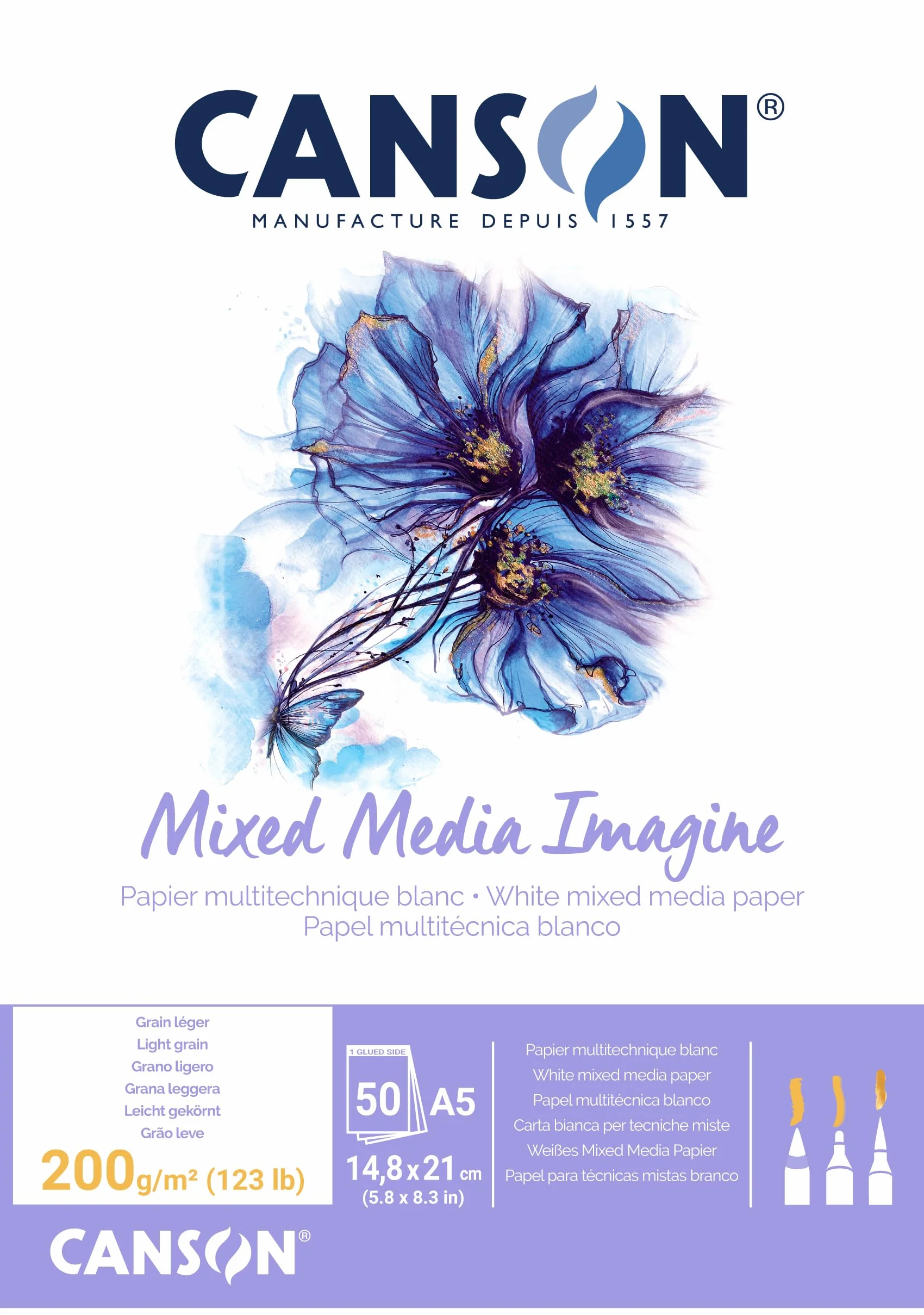 Canson 200006009 Imagine Mix-Media papier, A5, czysta biel