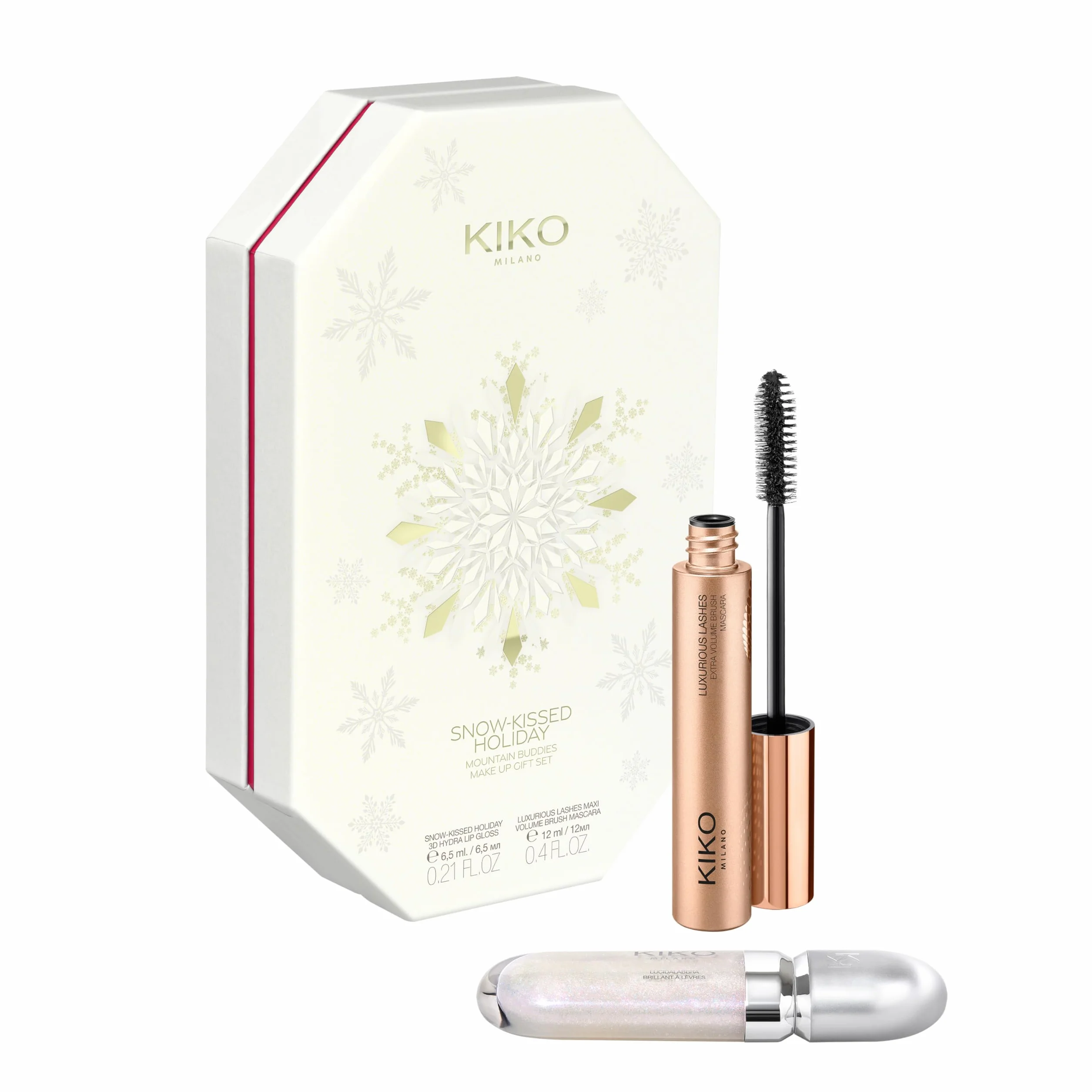 KIKO Milano Snow-Kissed Holiday Mountain Buddies Make Up Gift Set, Zestaw Upominkowy Do Makijażu: Błyszczyk Do Ust 3D Hydra I Zwiększający Objętość Tusz Do Rzęs