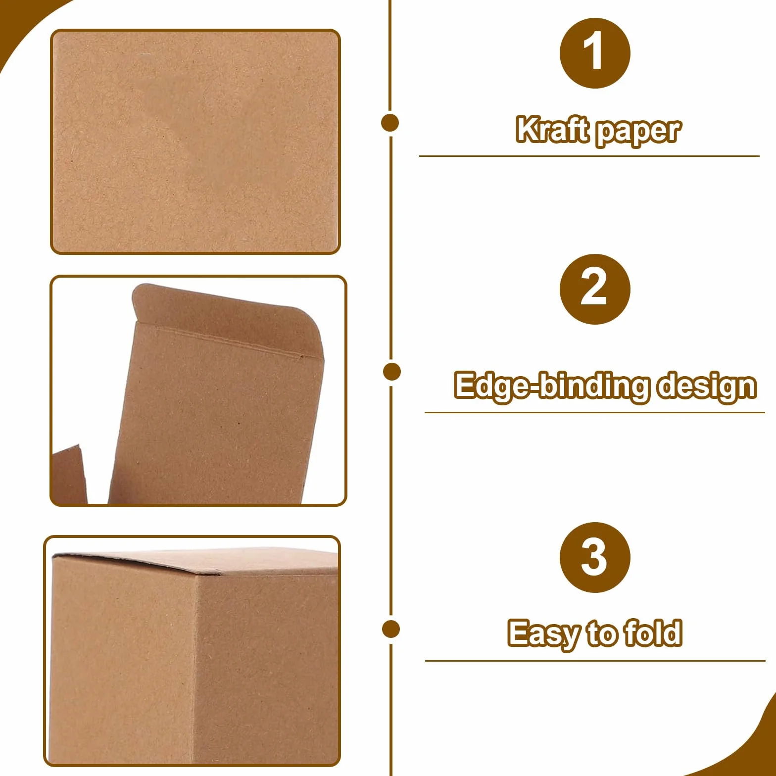Zestaw 50 sztuk pudełek prezentowych, 7 x 7 x 7 cm, małe pudełka kartonowe, kartonowe pudełka z pokrywką, kwadratowe pudełka prezentowe na imprezę, wielokrotnego użytku (brązowe, 7 x 7 x 7 cm – 50
