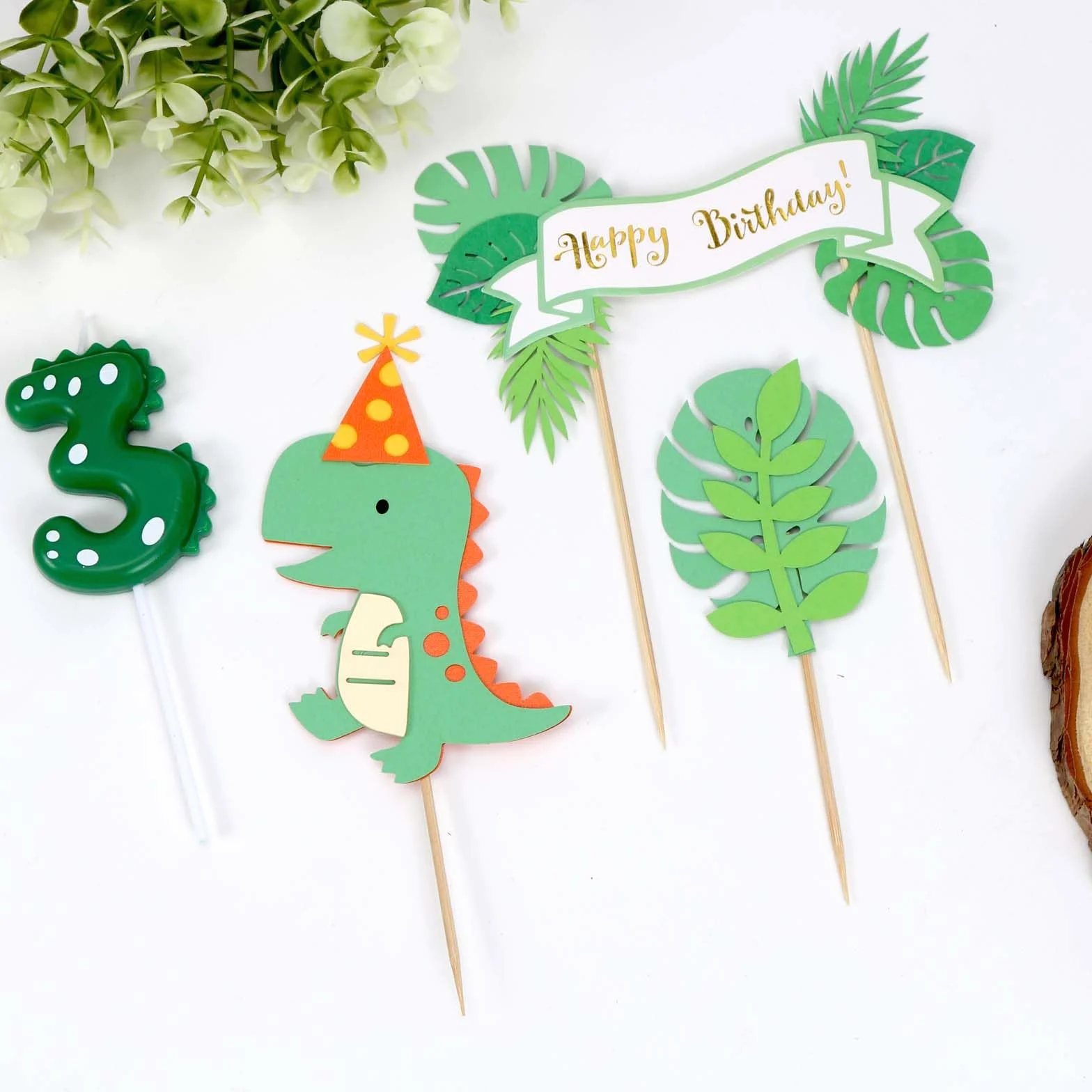 Świece urodzinowe z cyfrą 3, świeca dinozaura 3 na urodziny z dekoracją tortu, świeca 3, zielone świece z cyframi, Dino Happy Birthday Cake Topper, Dino dekoracja urodzinowa 3 lata, impreza dla