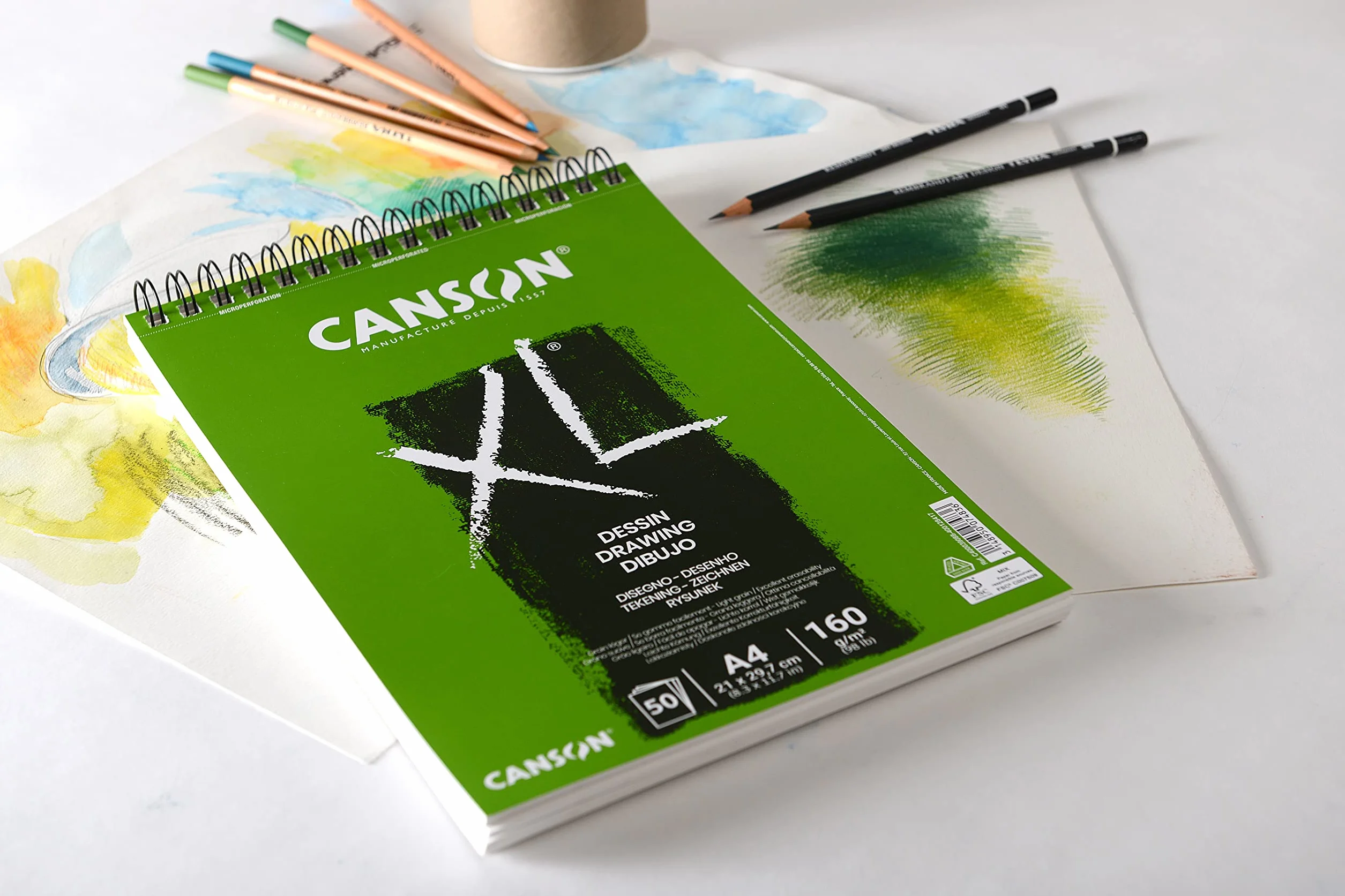 Canson XL Dessin blok do rysunku na spirali, A4, 50 arkuszy, 160 g/m², lekko ziarnisty