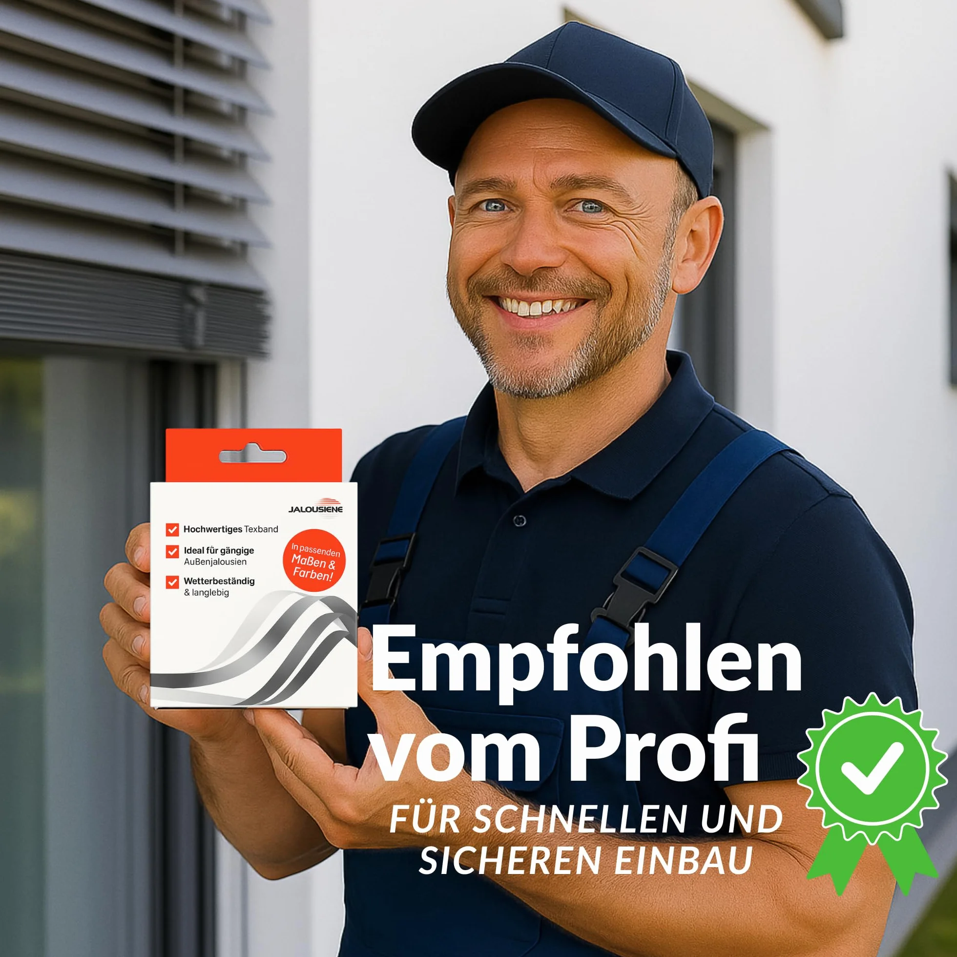 Jalousiene® taśma tekstowa do żaluzji zewnętrznych 8 x 0,34 mm – taśma naciągowa z 2 pętelkami (350 cm, szara) – odporna na promieniowanie UV, warunki atmosferyczne i rozerwanie – wymienna taśma do