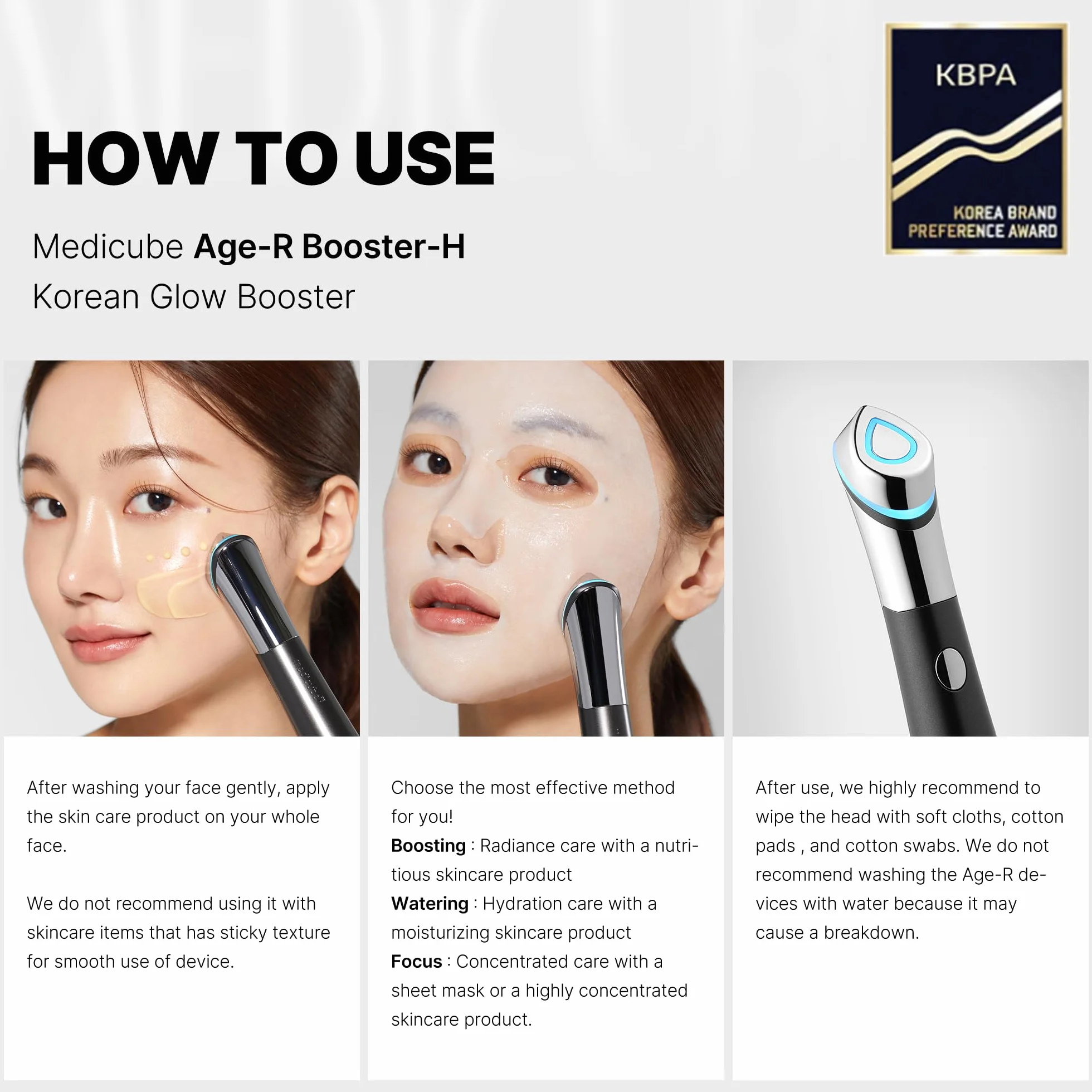 Medicube Age-R Booster H koreańskie urządzenie do pielęgnacji skóry nr 1 - wzmacniacz blasku twarzy dla maksymalizacji i zwiększenia wchłaniania skóry - bez igieł