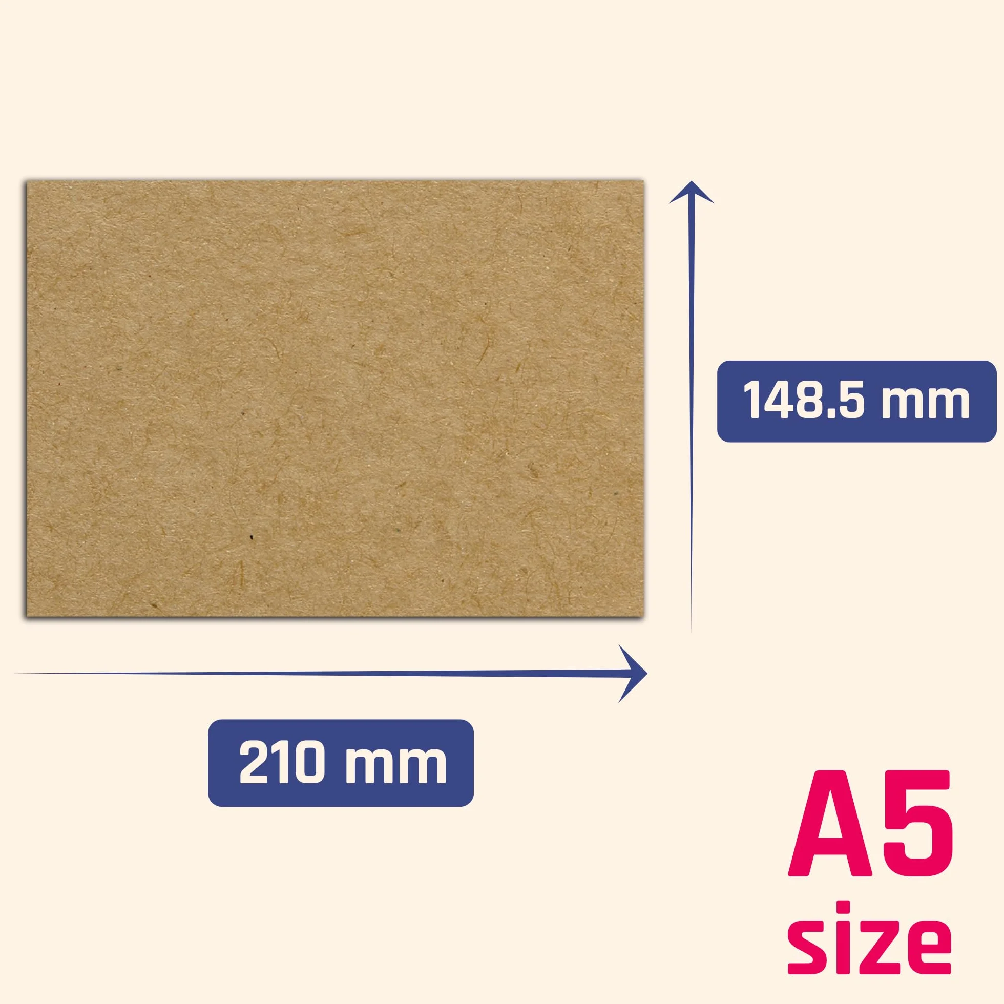 100 Arkuszy, 300 g/m² - Brązowy Papier Karton Kraft Kraftowy Pakowy Karta A5