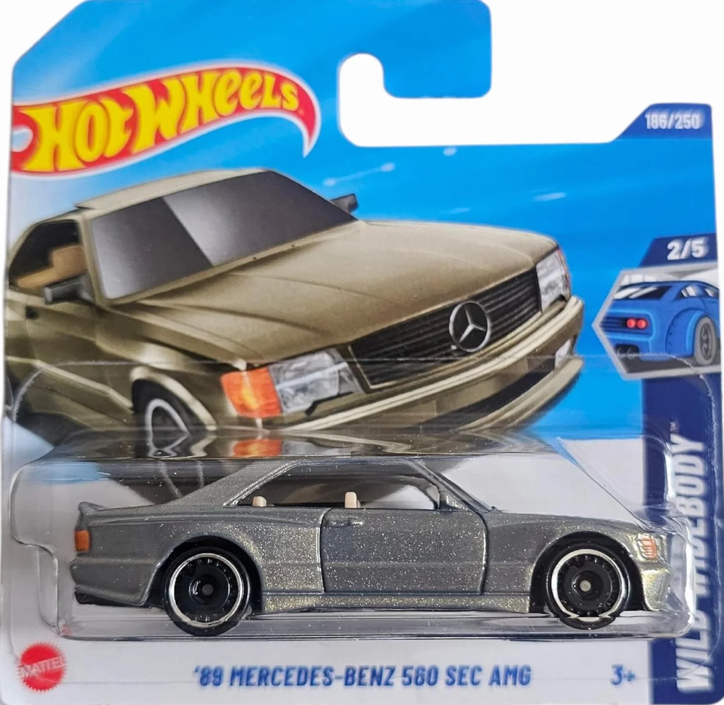 Hot Wheels - ´89 Mercedes-Benz 560 SEC AMG - Wild Widebody 2/5 - JBB11 - Short Card - Temat - Perłowy szary metaliczny - Mattel 2025-1:64