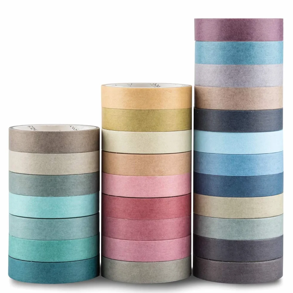 YUBBAEX Taśma Washi 28 rolek, taśma maskująca, kolorowa, dla majsterkowiczów, do rzemiosła dekoracyjnego, opakowanie prezentowe, scrapbooking