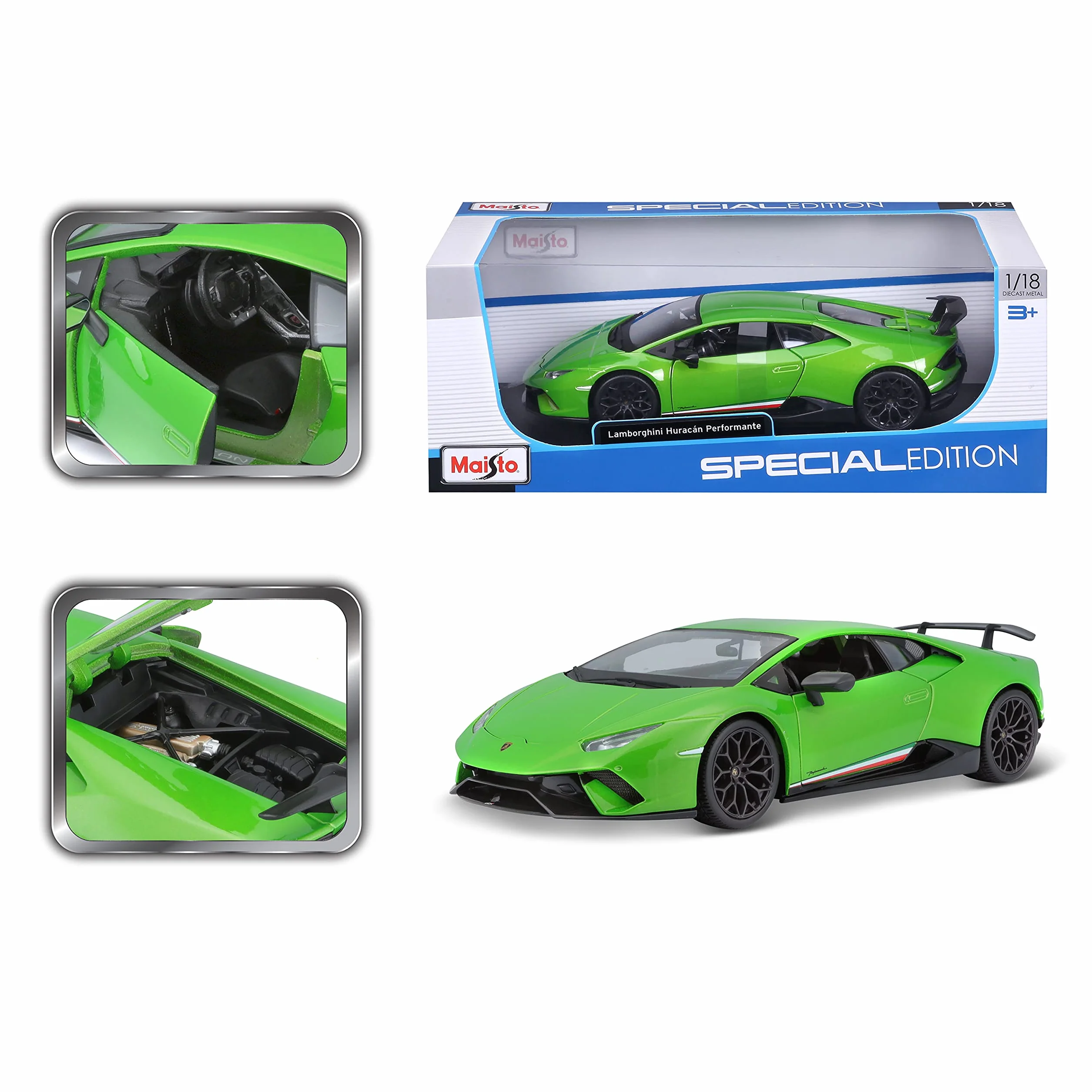 Bburago Lamborghini Huracan Harley-Davidson Samochód Zabawkowy, Zielony/Czarny, Od 3 Lat