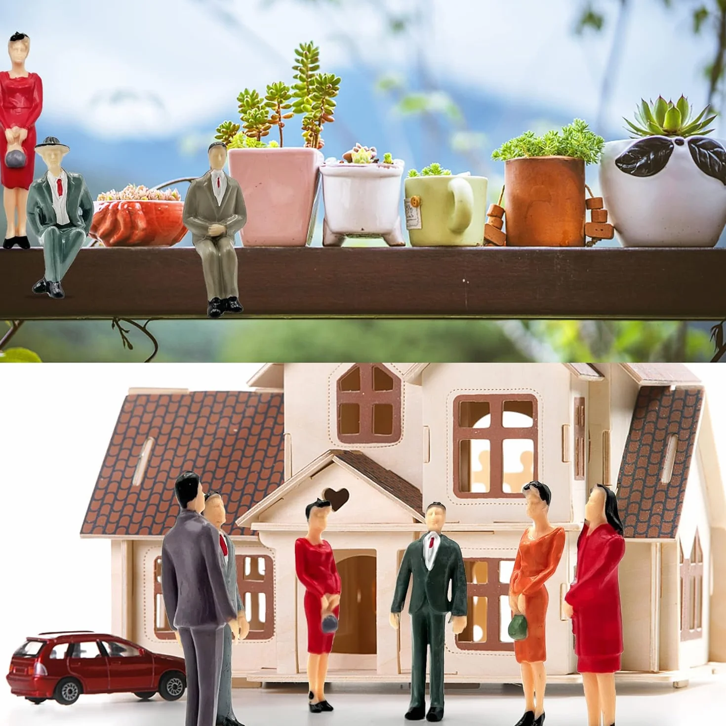 VICDUEKG 14 sztuk miniaturowych figurek, różne pozycje, malowane, model do modelarstwa, skala 1:25, stojące i siedzące, figurki ludzkie, miniaturowe, model architektoniczny, mały model ludzie