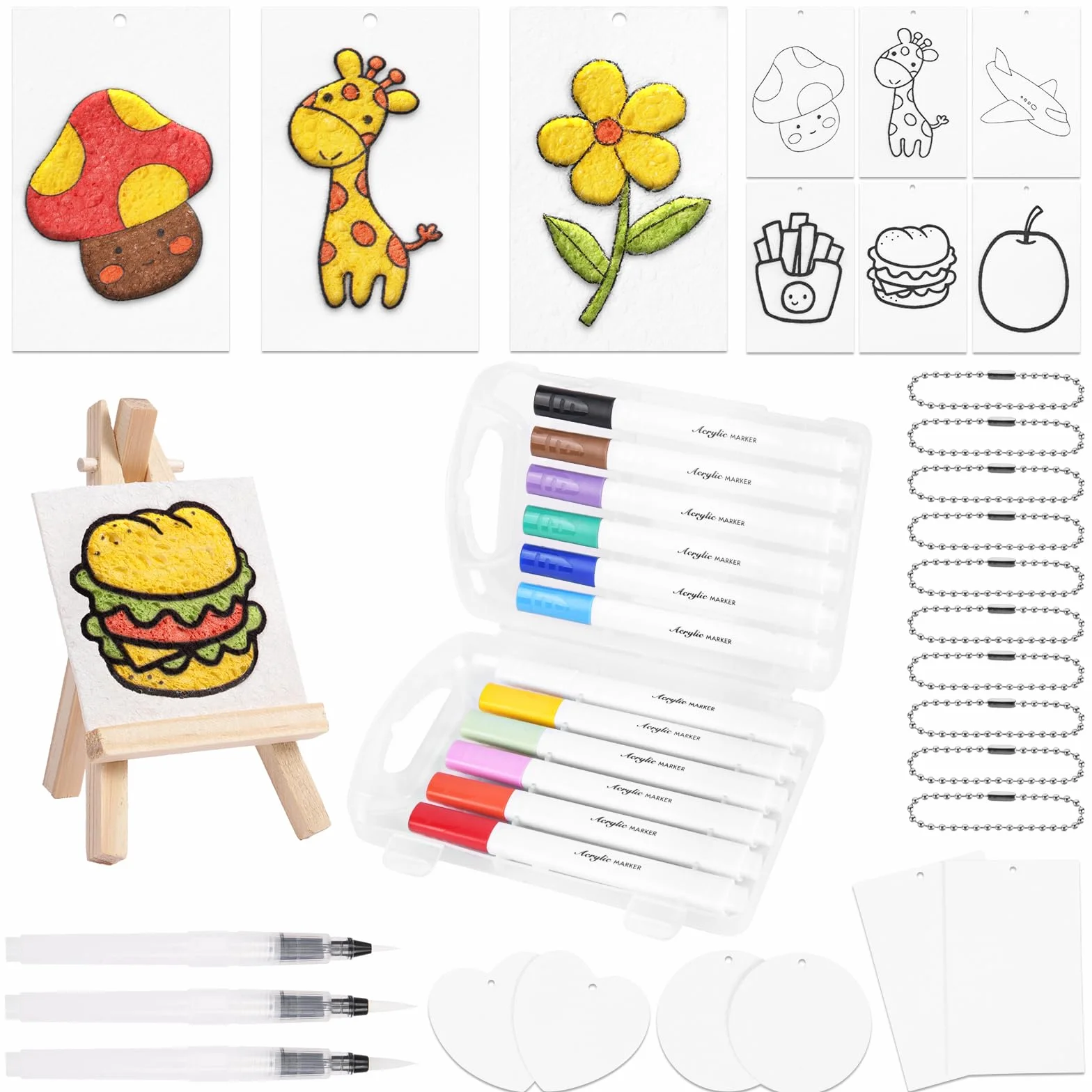 AOOTE Zestaw do malowania Magic Puffy,24 sztuki papieru z teksturą magicznej pianki, 3D rysunek magiczna gąbka, pianka teksturowana pusty papier do sztuki, rzemiosła, projektów szkolnych, kolorowanki