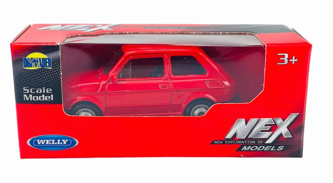 Welly FIAT 126 czerwony Polski FIAT 126p 1972-2000 1/60 1:60 7 cm model samochodu Die Cast nowy w pudełku