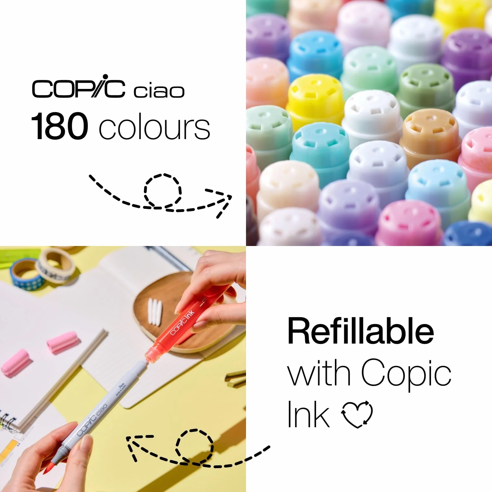 Zestaw cieni Copic Ciao "Light Cool Gray", 3 podwójne markery z jedną końcówką o średniej szerokości i jedną końcówką pędzelkową, w tym Multiliner Cool Gray 0,3 mm