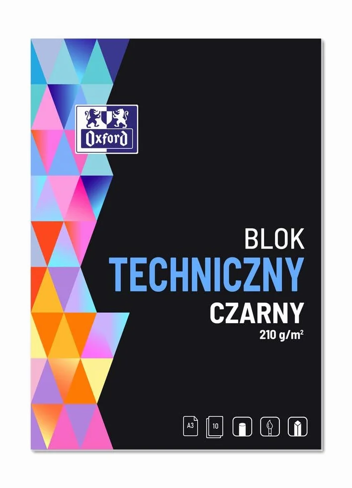 Blok techniczny Oxford A3 10 kartek czarny 1 sztuka 210g/m2