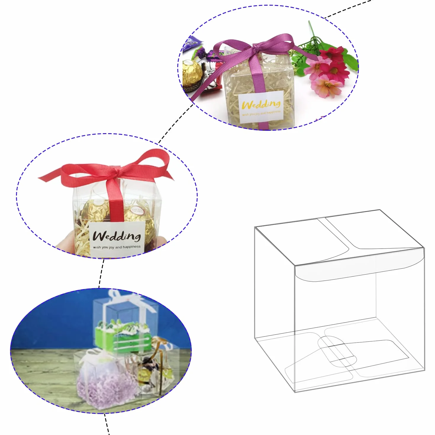 CHRI 50 sztuk przezroczystych plastikowych pudełek na prezent Pudełka na prezent 8x8x8 cm Przezroczyste pudełko Clear Cube Pudełka na ślubne upominki na słodycze, czekoladki, Walentynki, imprezy
