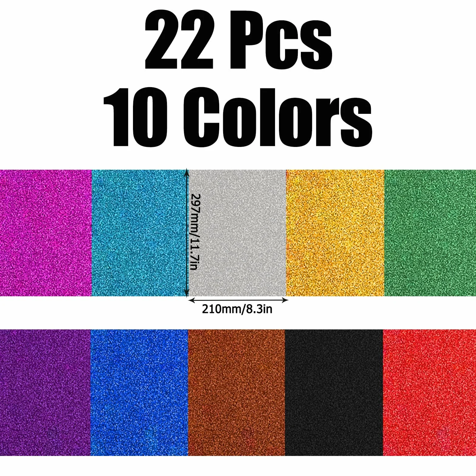Samoprzylepny Brokatowy Papier, Błyszczący Kartonowy do Znaków Artystycznych, Rękodzieła, Pakowania Pudełek, Dekoracji Imprez i Scrapbookingu, A4, 10