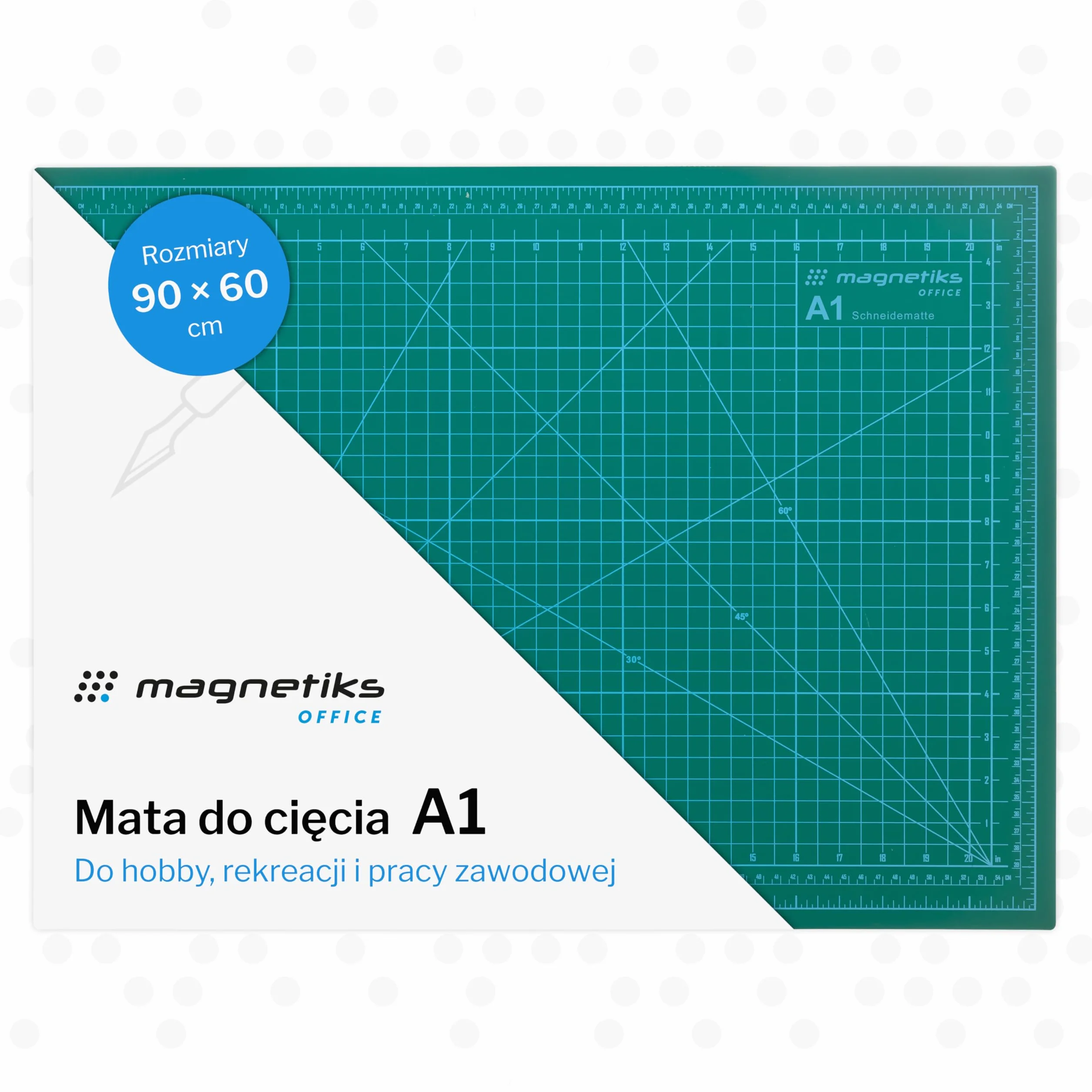 mata do cięcia A1 | podkładka do cięcia samoregenerująca, dwustronna, zielona 90x60 cm | podkładka do prac kreatywnych do rękodzieła, szycia, cięcia | cutting mat
