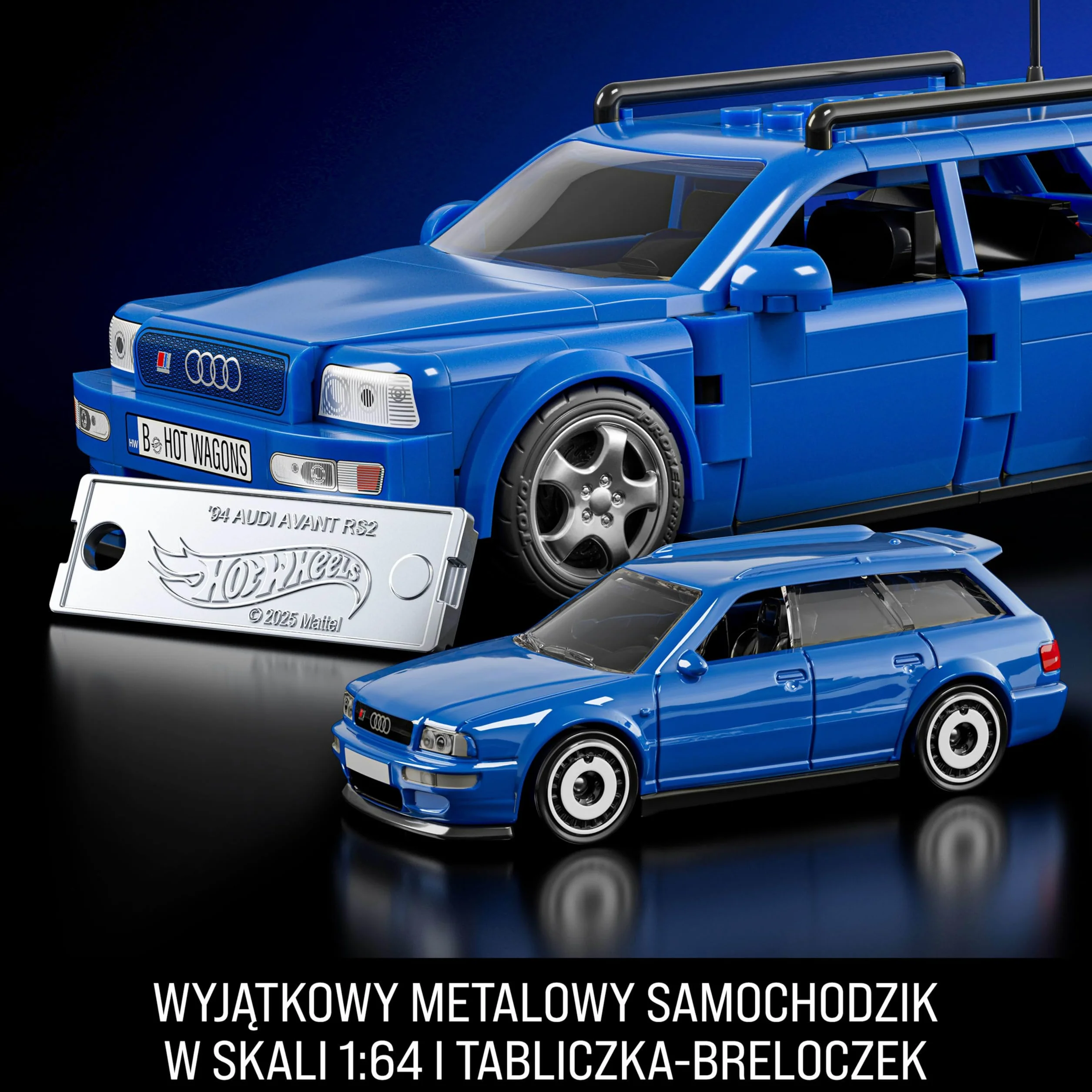 Mattel Brick Shop Klocki Hot Wheels Speed Series Audi Avant RS2 (1994) Samochód do zbudowania, 253 elementy, realistyczne detale i wyjątkowe naklejki, dla kolekcjonerów i dla dzieci +10 lat, JGR28