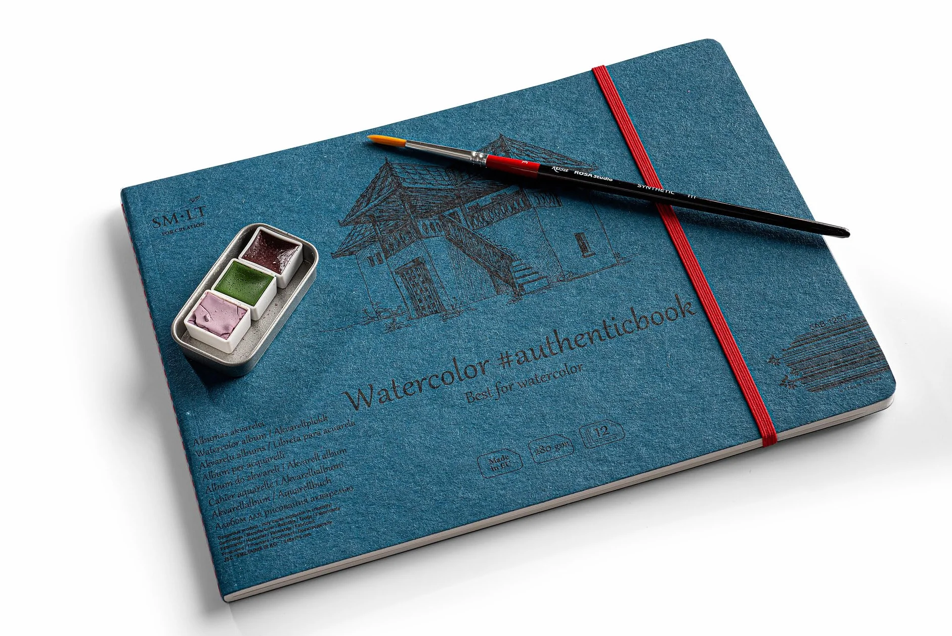 SMLT 5AB-12ST Authentic Line 245 x 176 mm zszyty blok akwarelowy Authenticbook, 280 g/m² biały papier akwarelowy, 12 arkuszy