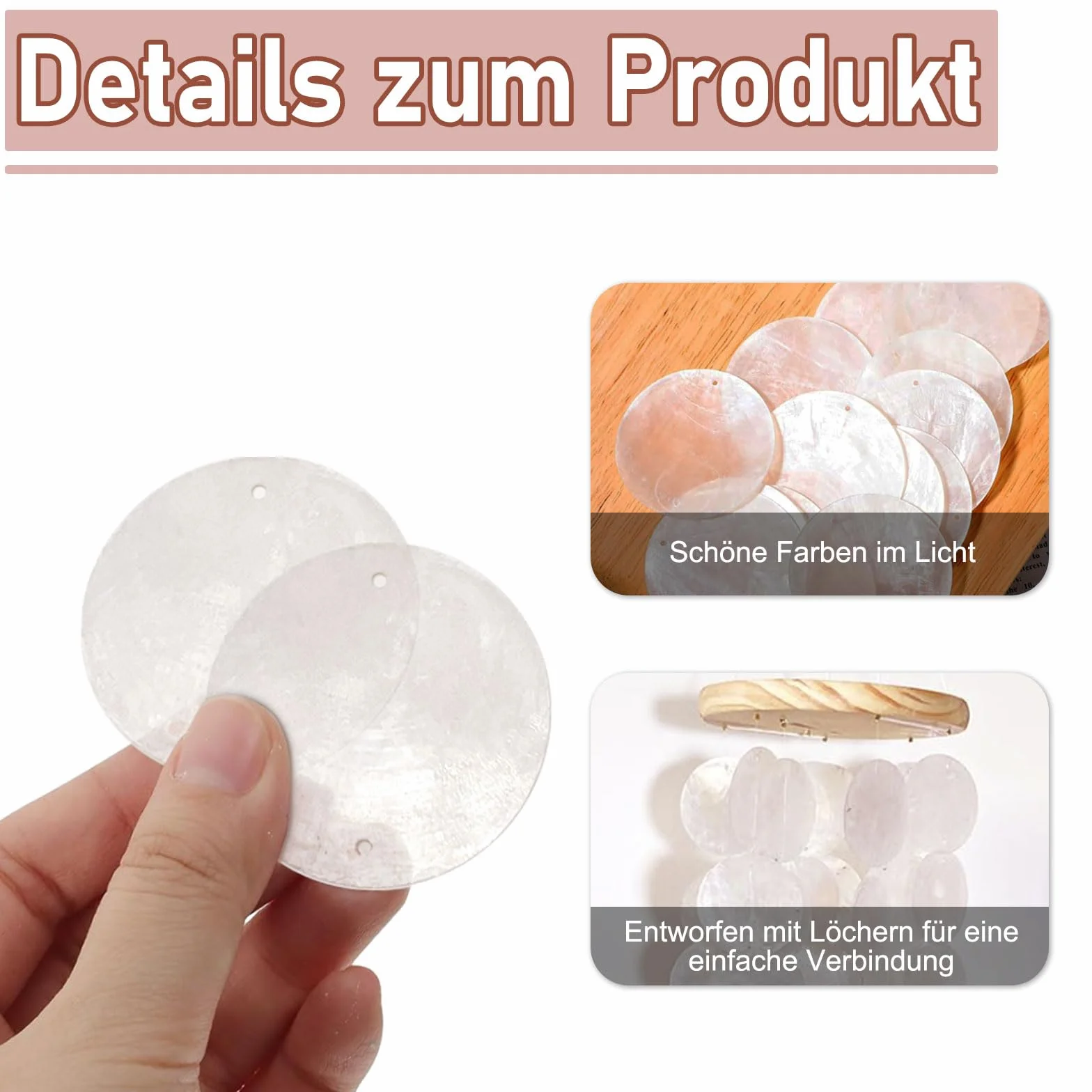 100 sztuk muszli z masy perłowej, okrągłe krążki z masy perłowej, zawieszki w stylu retro, z dwoma otworami, do zasłon z muszli, majsterkowania, dekoracji domu (białe)
