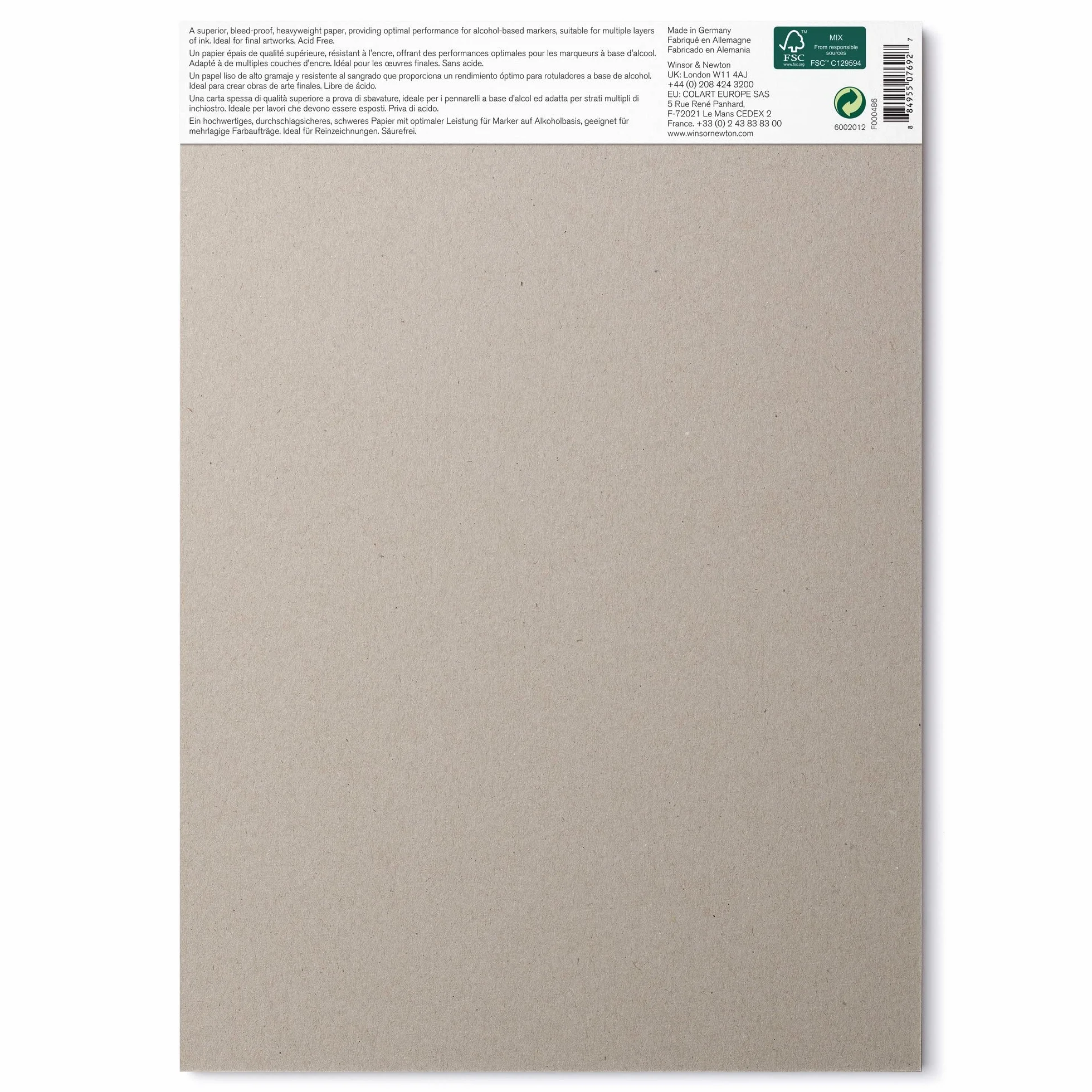 Winsor & Newton 6002012 Papier do markerów w bloku, 25 arkuszy DIN A4, 160 g/m², FSC, nie zawiera chloru i kwasów, odporny na starzenie się do wszystkich rodzajów markerów na bazie alkoholu