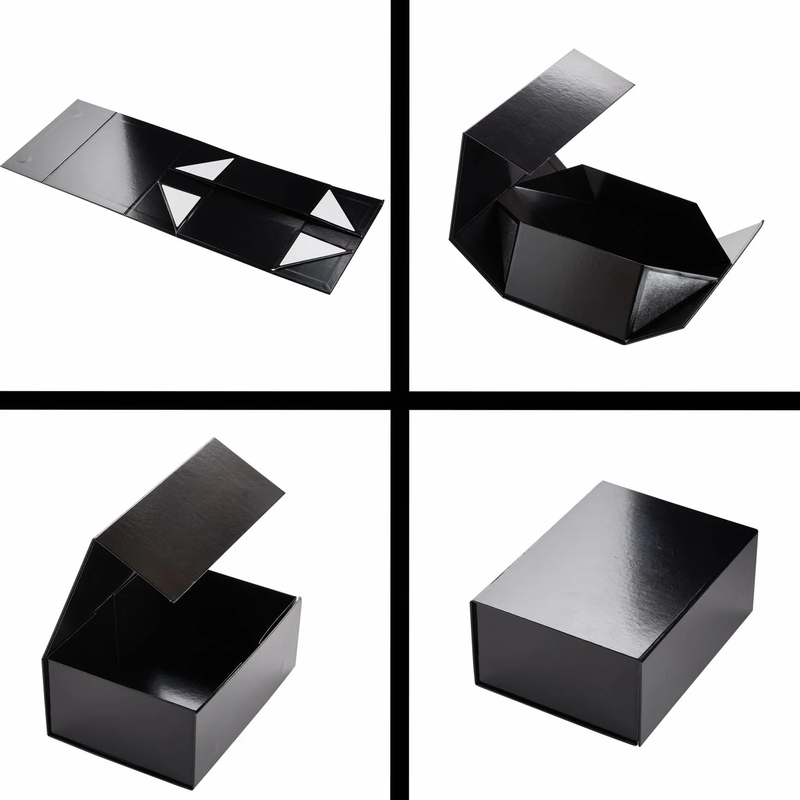 Stockroom Plus 6 magnetycznych pudełek na prezenty z pokrywkami, 25 x 18 x 10 cm, na urodziny, ślub, dla drużby i druhny, błyszczące czarne