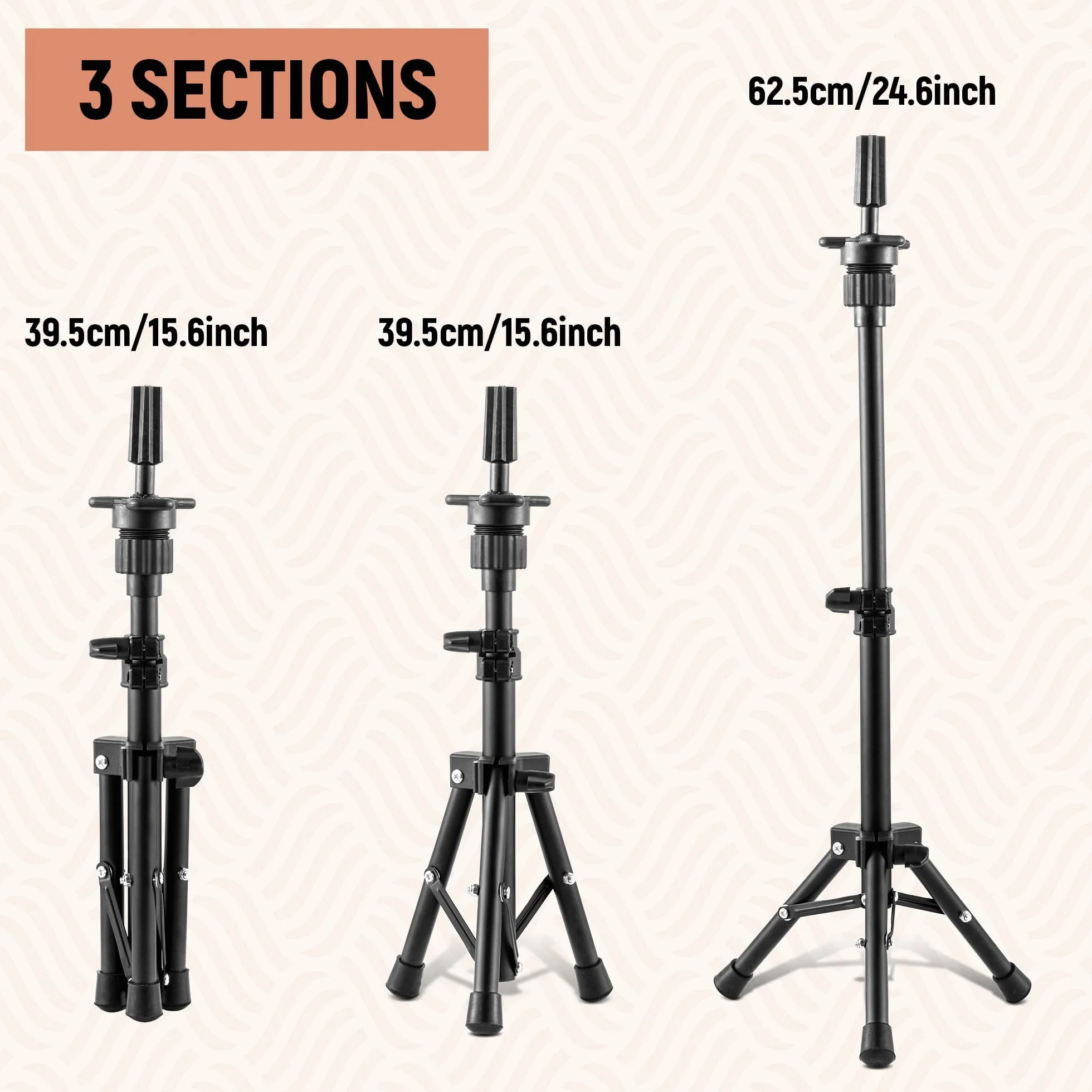 Statyw pod perukę 58 cm z głową, głową peruki i zestawem stojaka, do produkcji peruki stołowej, wyświetlacz, zawiera klipsy nasadkowe, szpilki w kształcie litery T, igły C, torba do przenoszenia