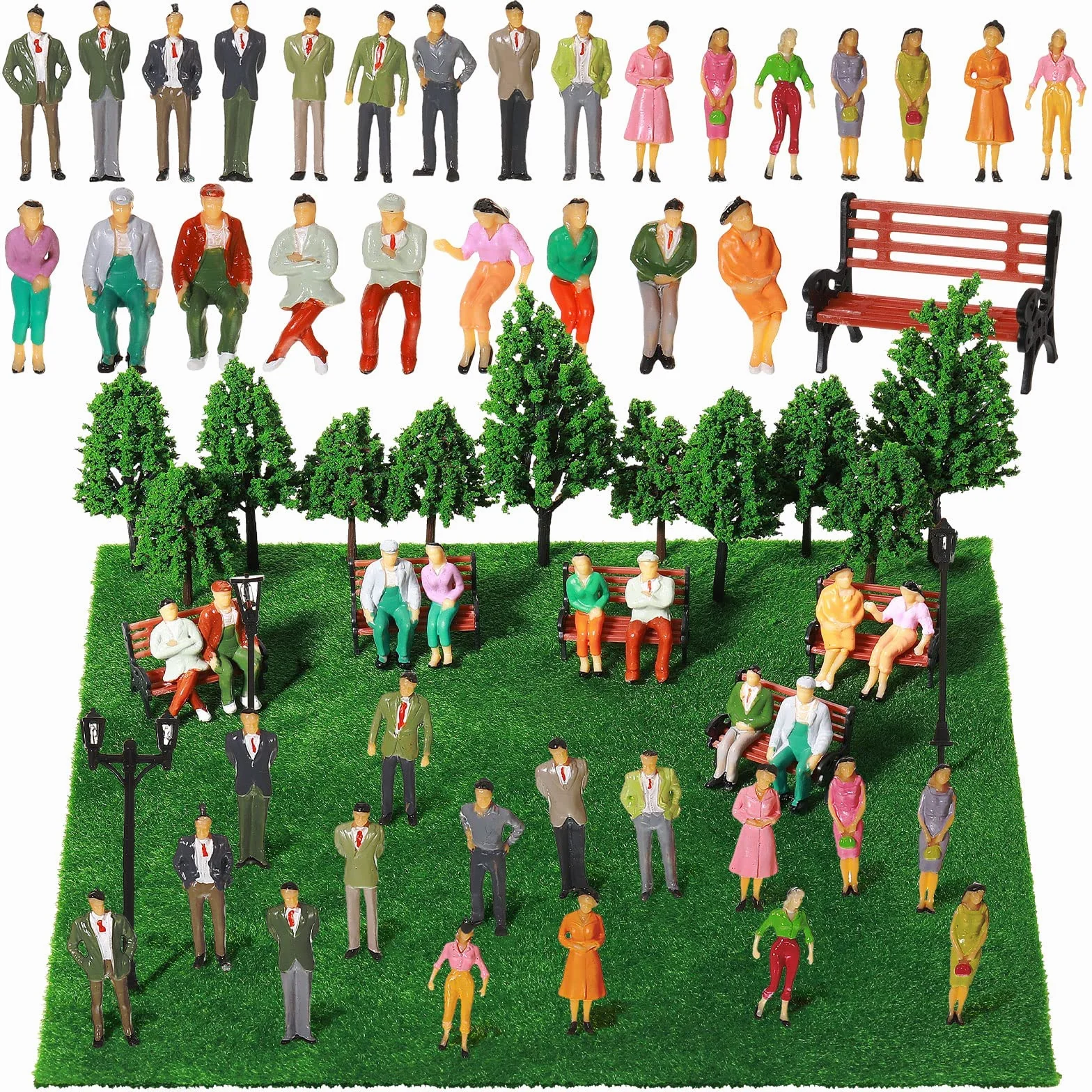 Miniaturowe figurki kolejowe, 60 sztuk miniaturowe figurki, malowane figurki w skali 1:85